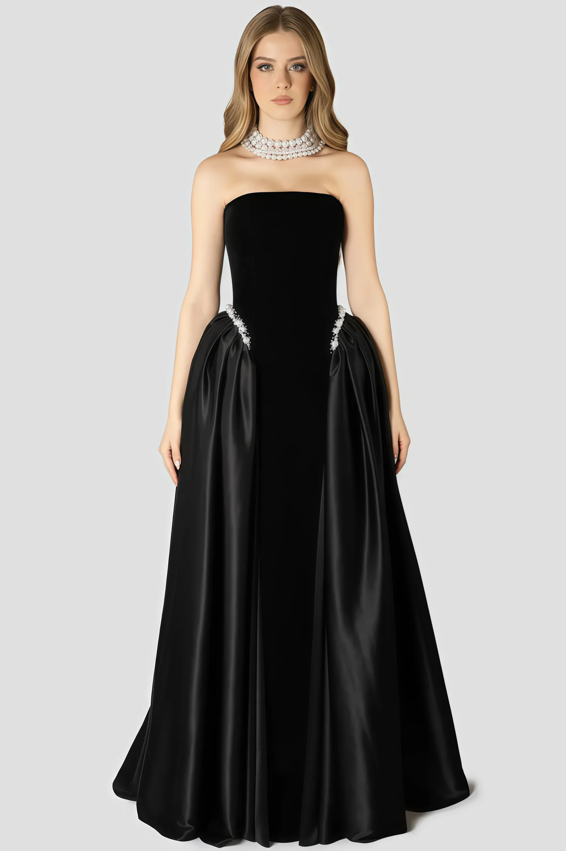 Eustace Black Strapless Evening Maxi Dress