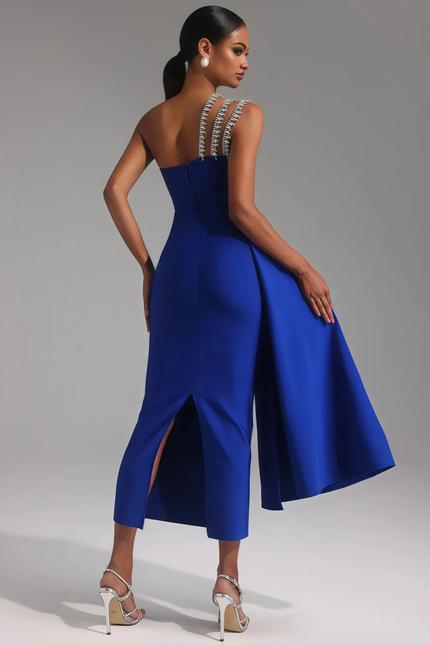Soren One Shoulder Diamond Bandage Maxi Dress