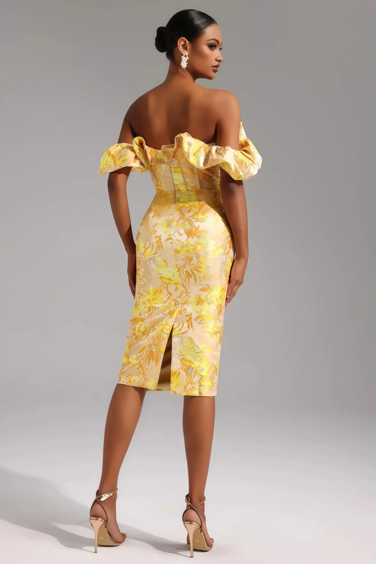 Joni One-Shoulder Jacquard Midi Dress