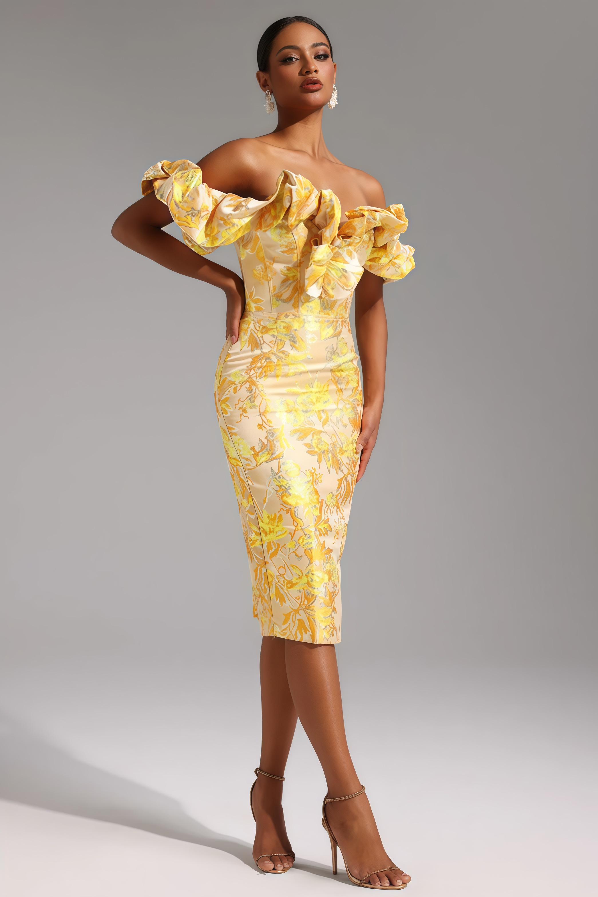 Joni One-Shoulder Jacquard Midi Dress