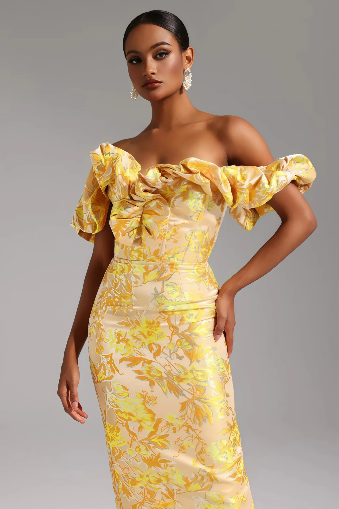 Joni One-Shoulder Jacquard Midi Dress