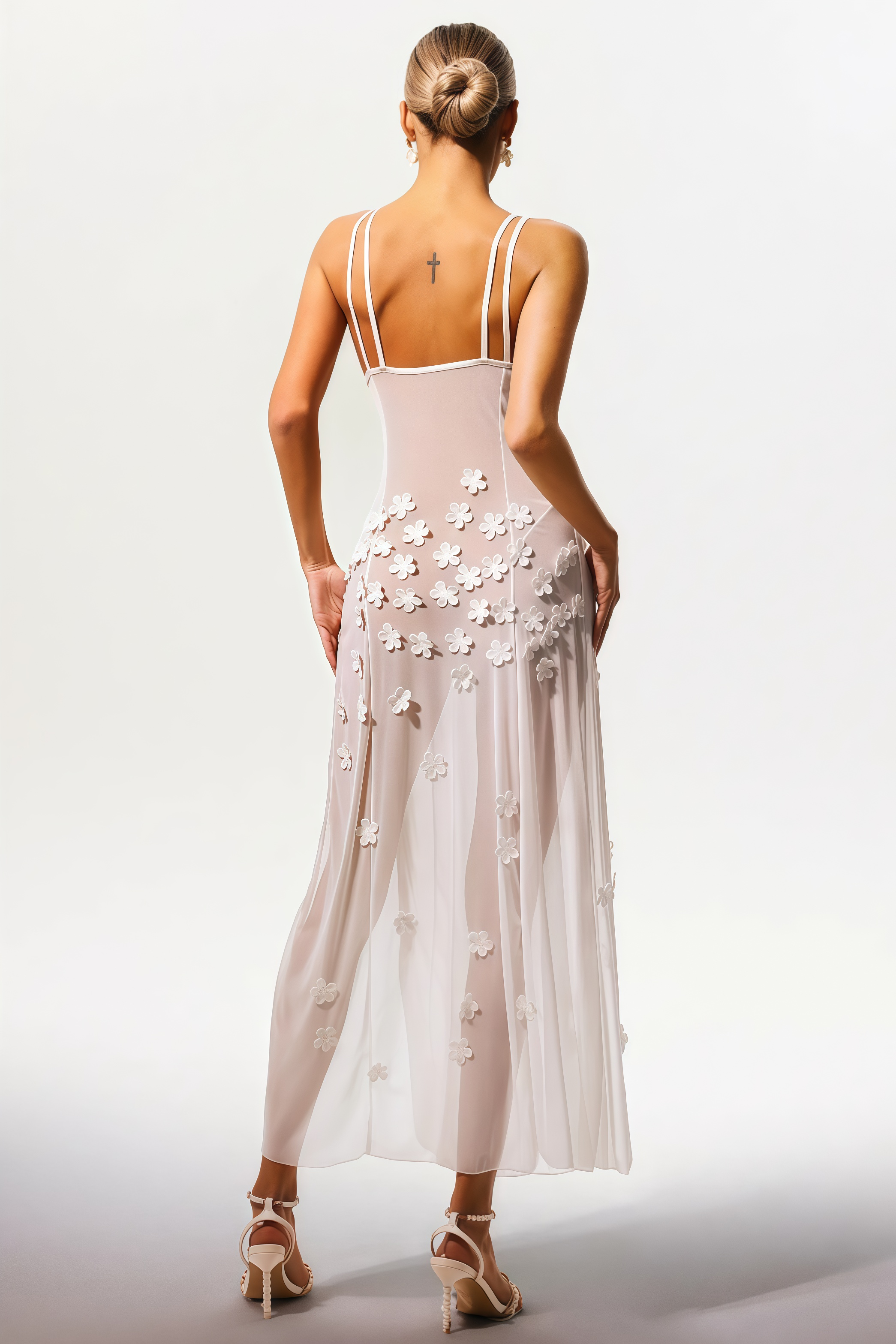 Neve Sleeveless Flowers V-Neck Slit Maxi Dress