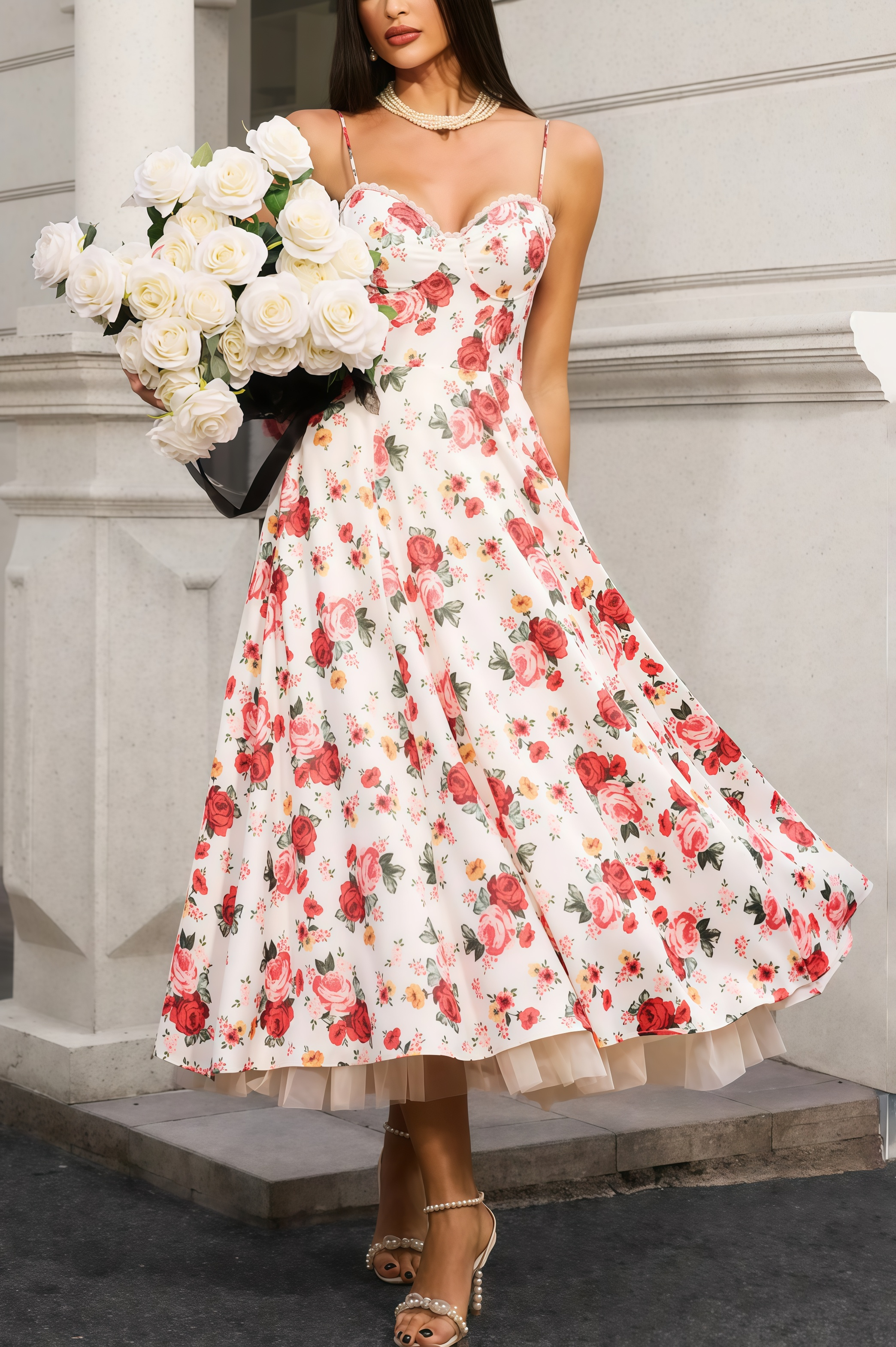 Yarad Corset Flowers Maxi Dress