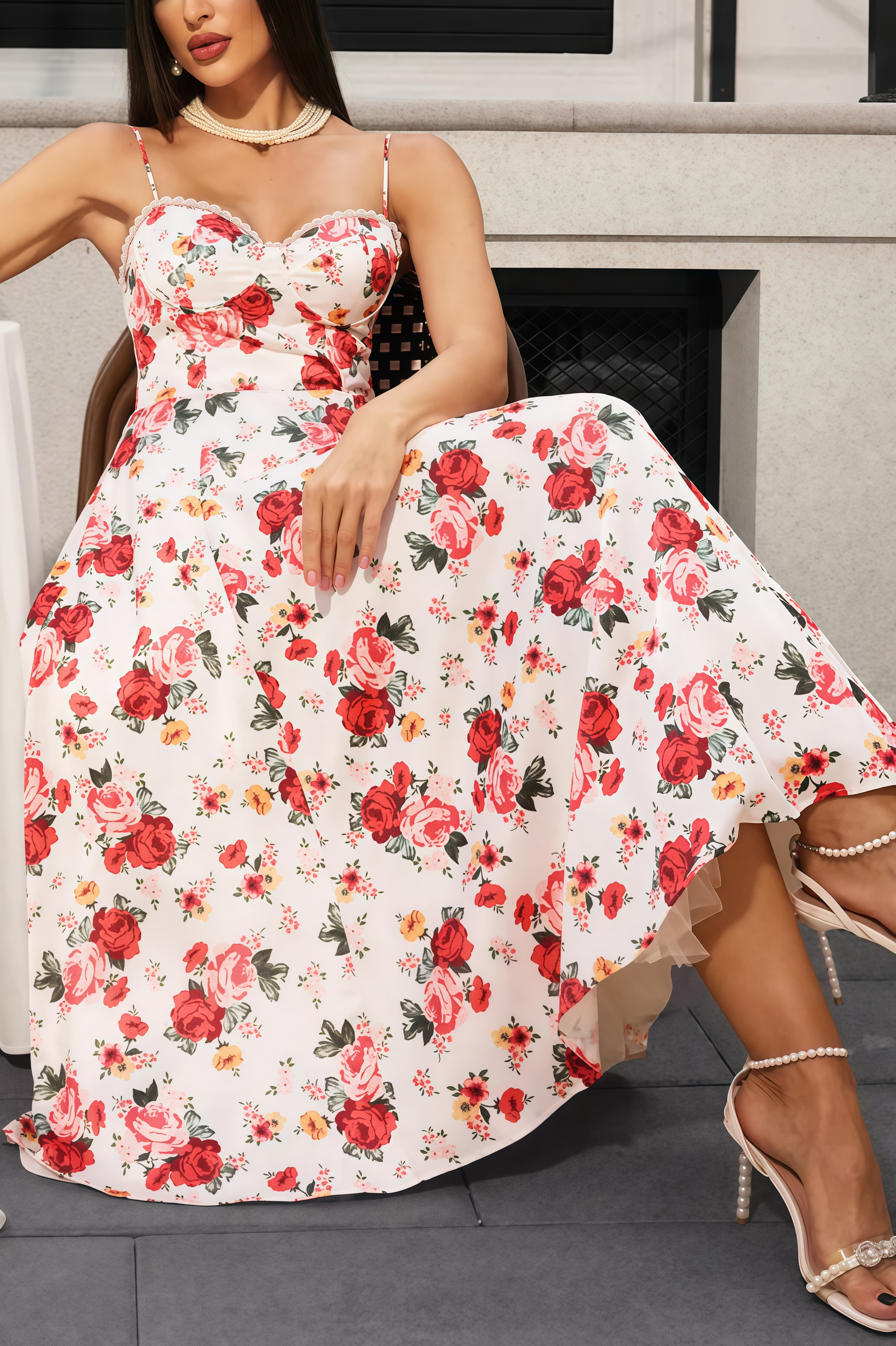 Yarad Corset Flowers Maxi Dress