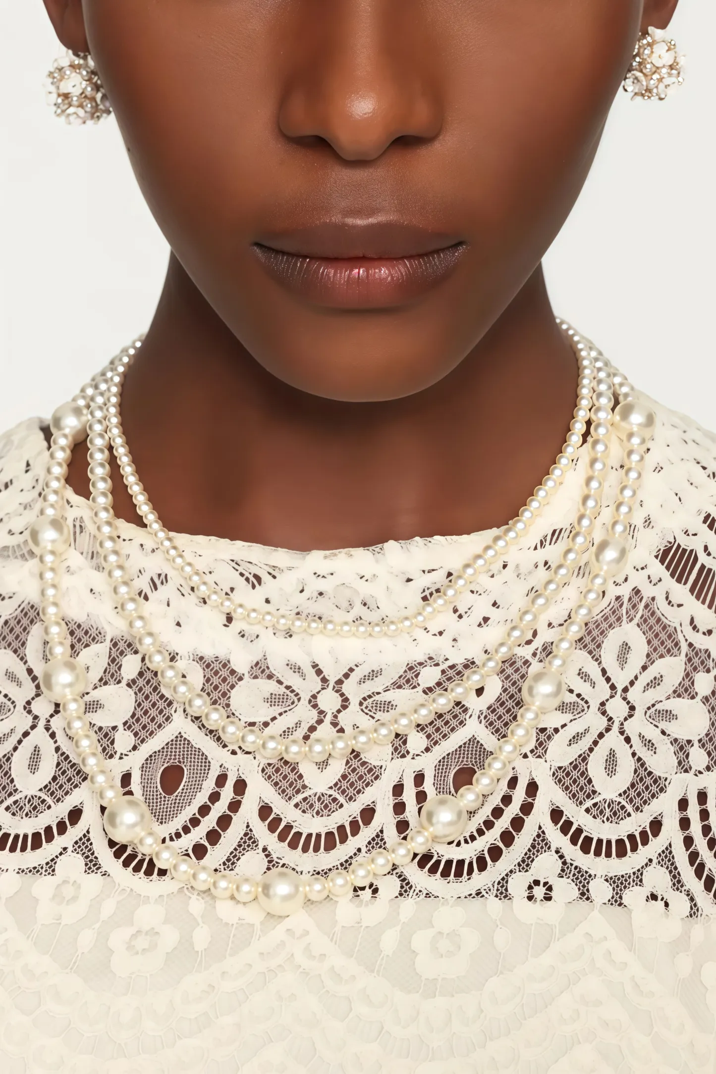Brisae Flowers Pearl Diamond Earrings
