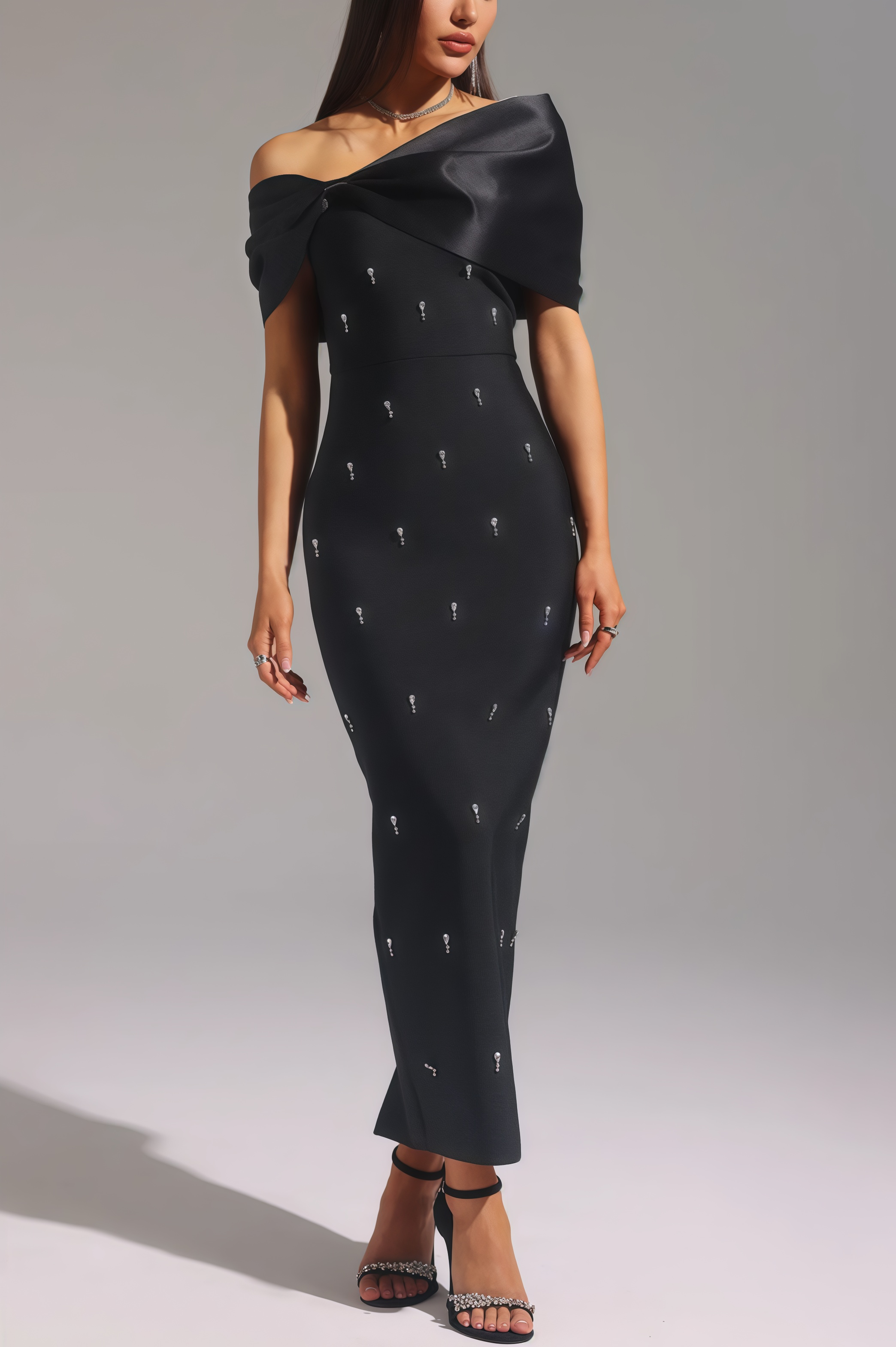 Elerid Diamond Bow Bandage Maxi Dress