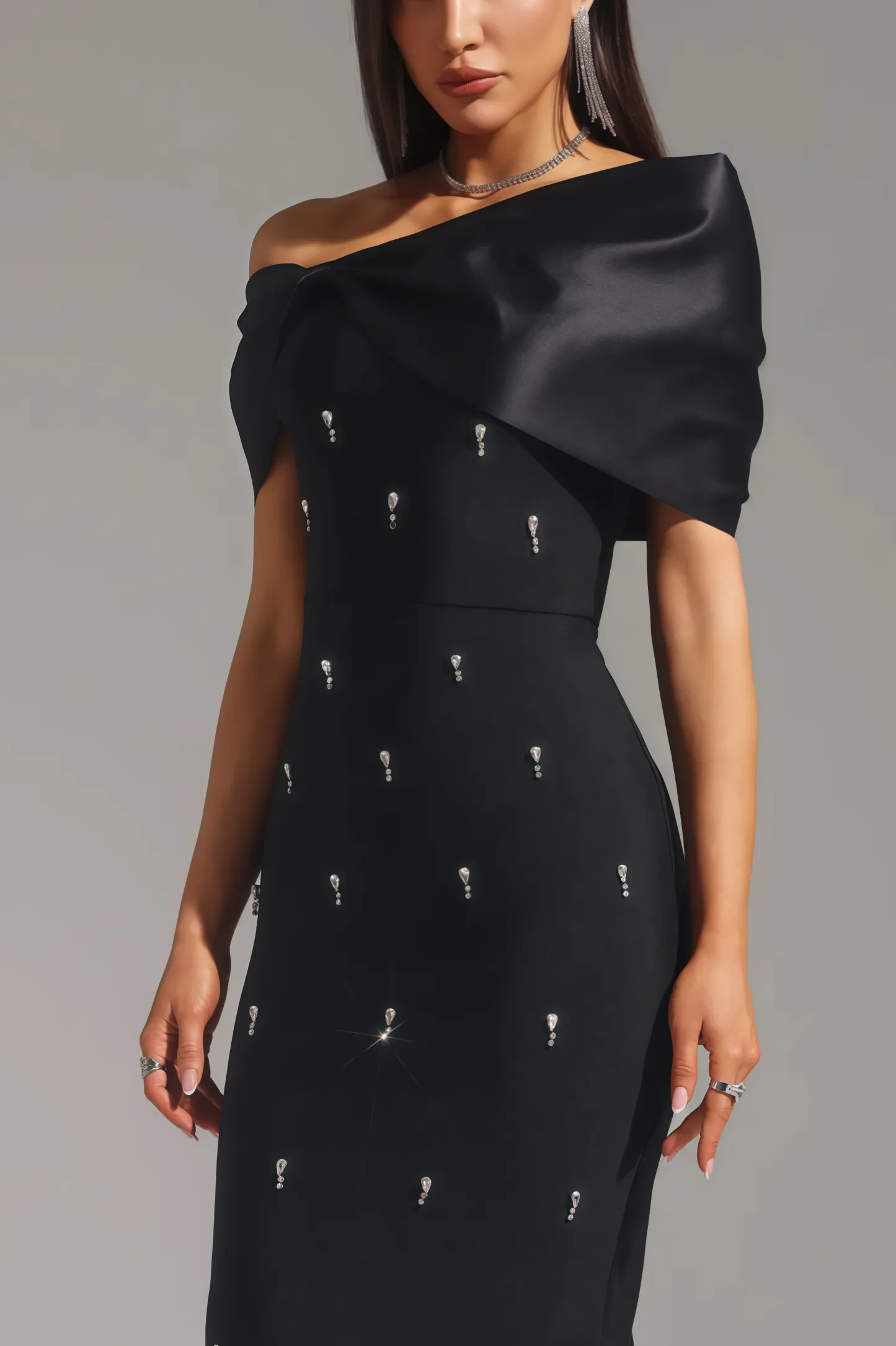 Elerid Diamond Bow Bandage Maxi Dress