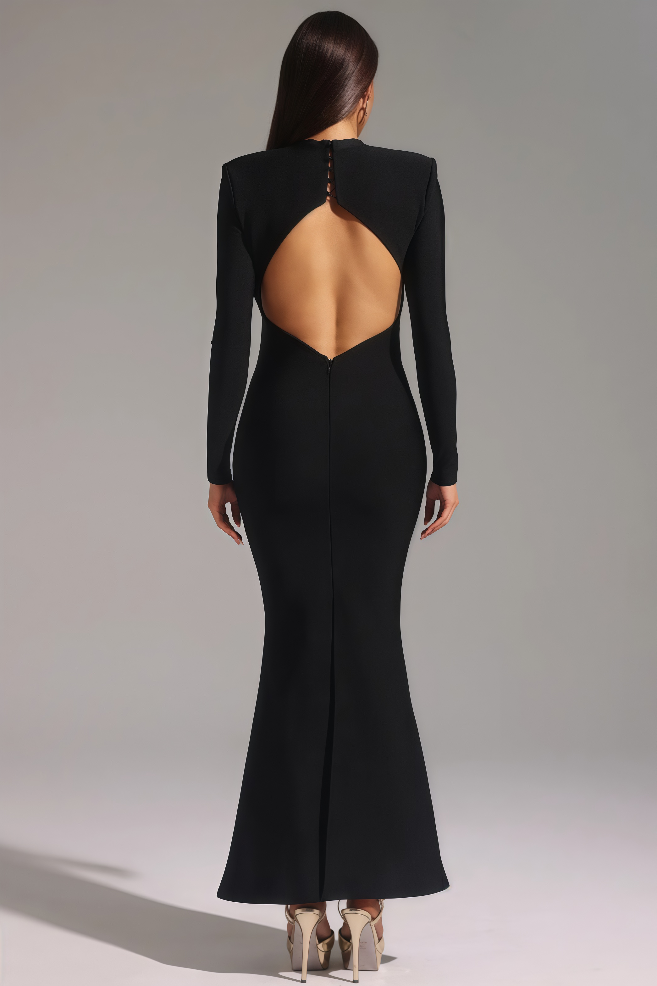 Claide Hollow Out Fishtail Bandage Maxi Dress