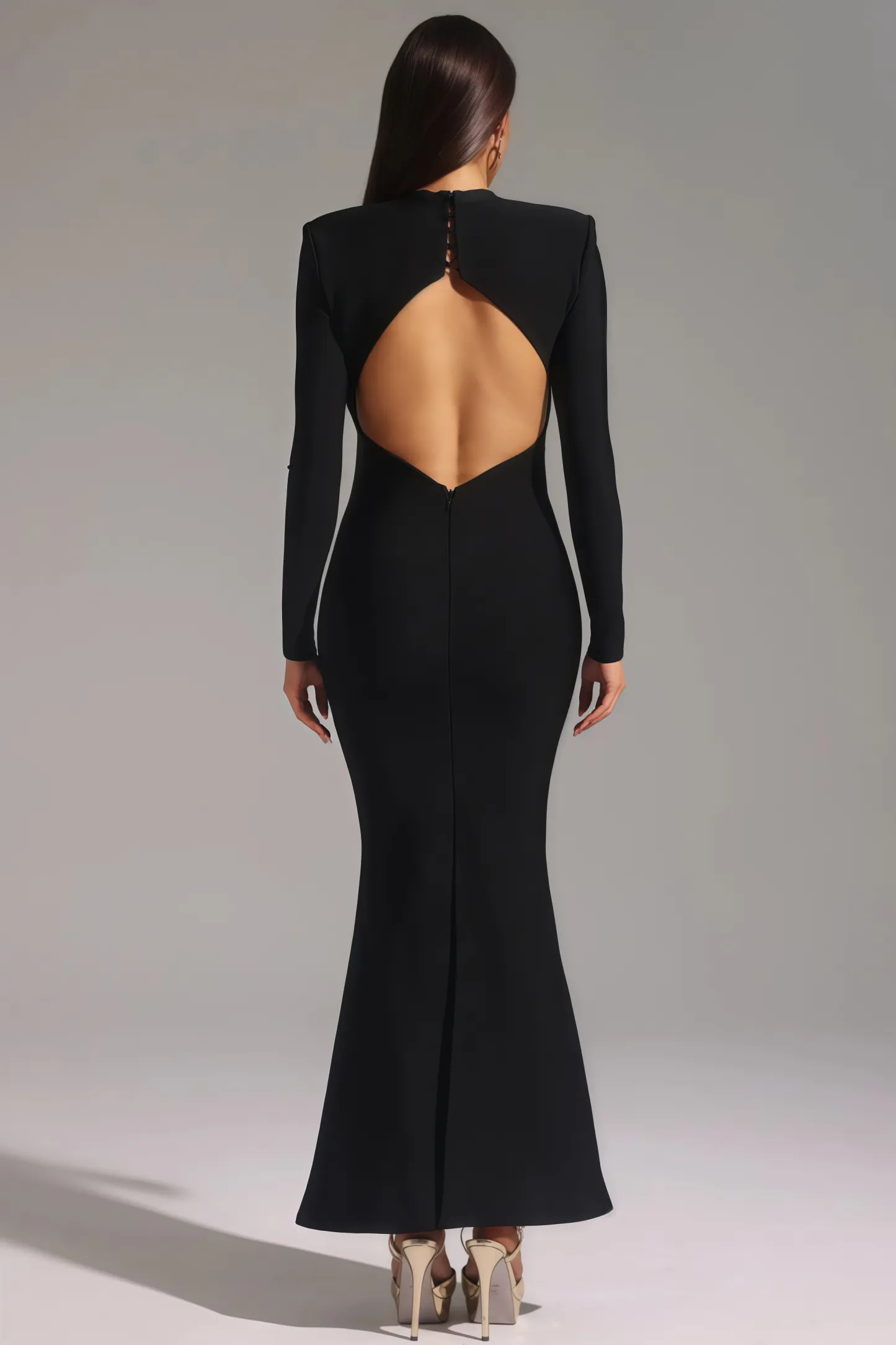 Claide Hollow Out Fishtail Bandage Maxi Dress