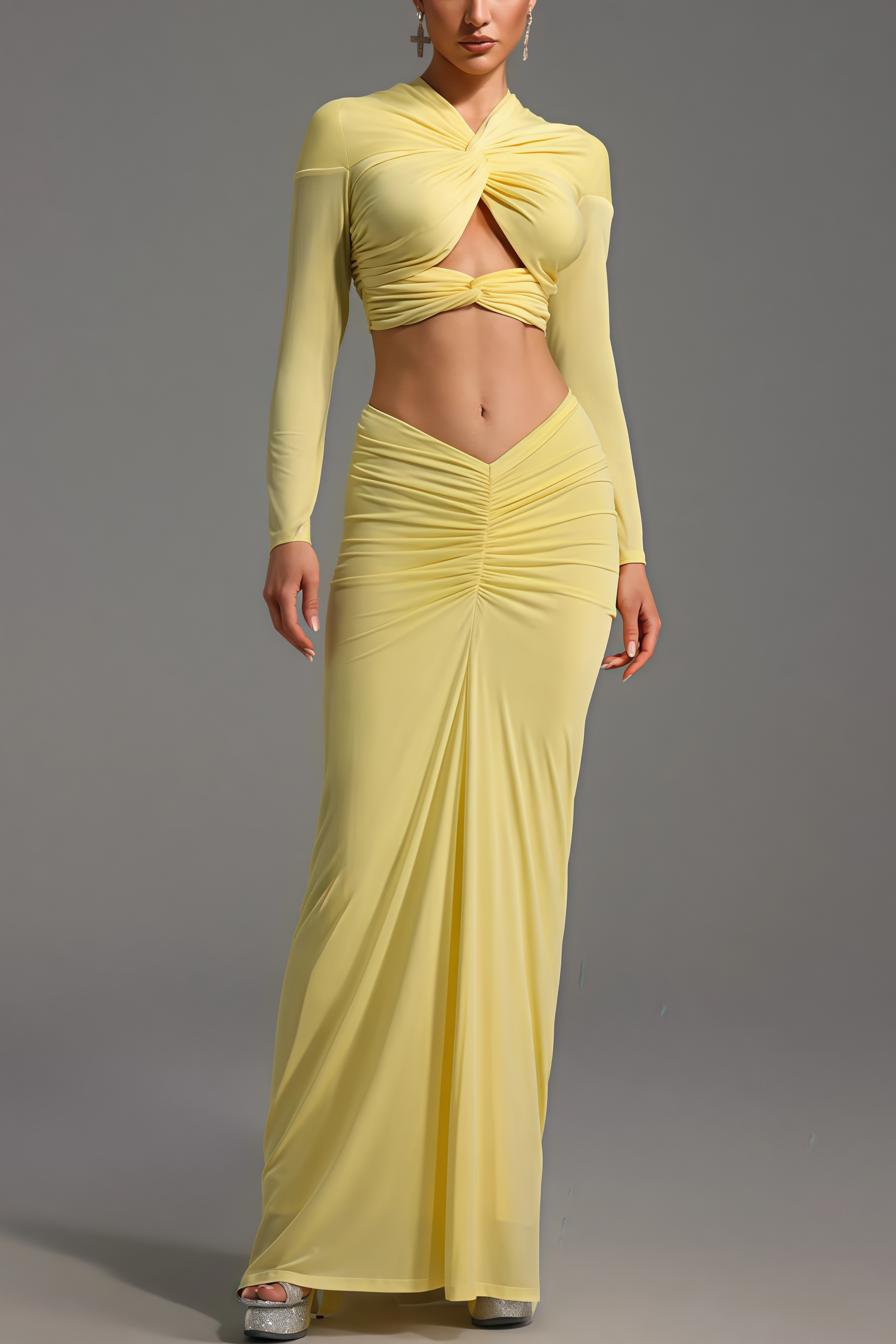 Raelse Long Sleeve Twisted Maxi Dress
