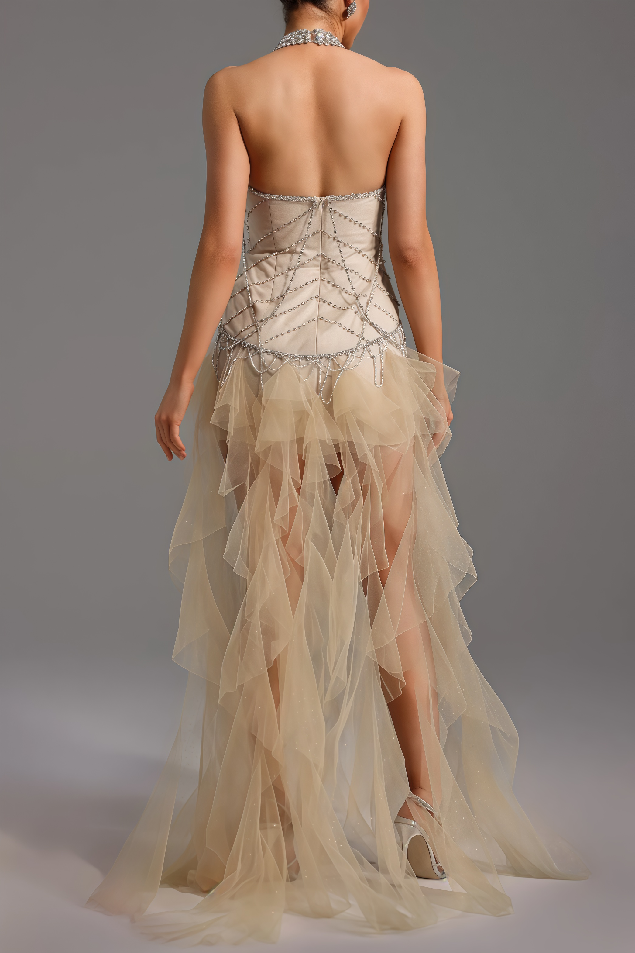 Daelad Sleeveless V-Neck Sequin Tassel Maxi Dress