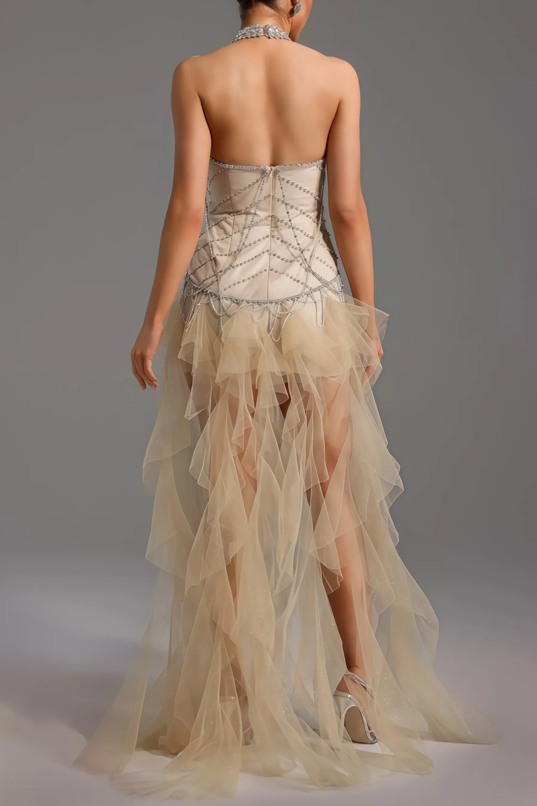 Daelad Sleeveless V-Neck Sequin Tassel Maxi Dress