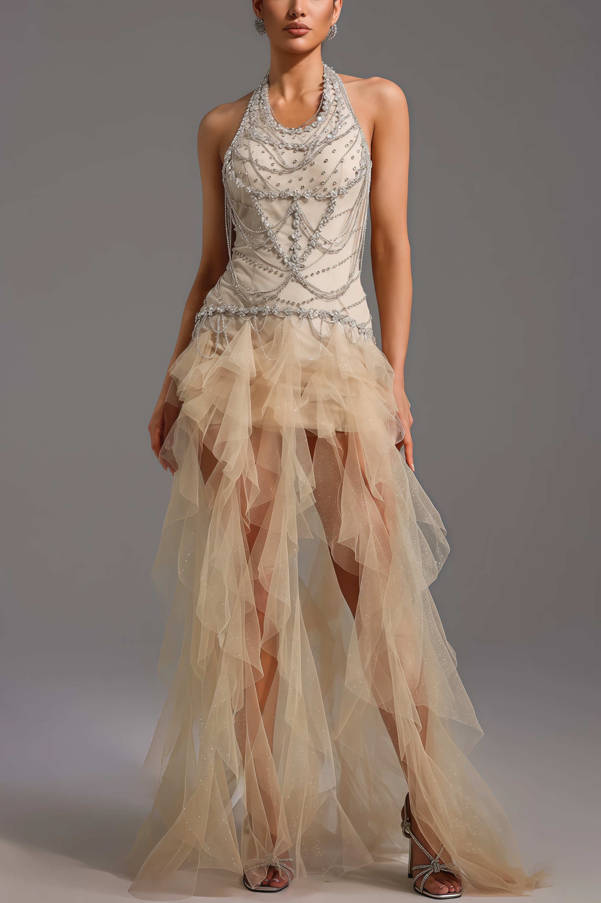Daelad Sleeveless V-Neck Sequin Tassel Maxi Dress