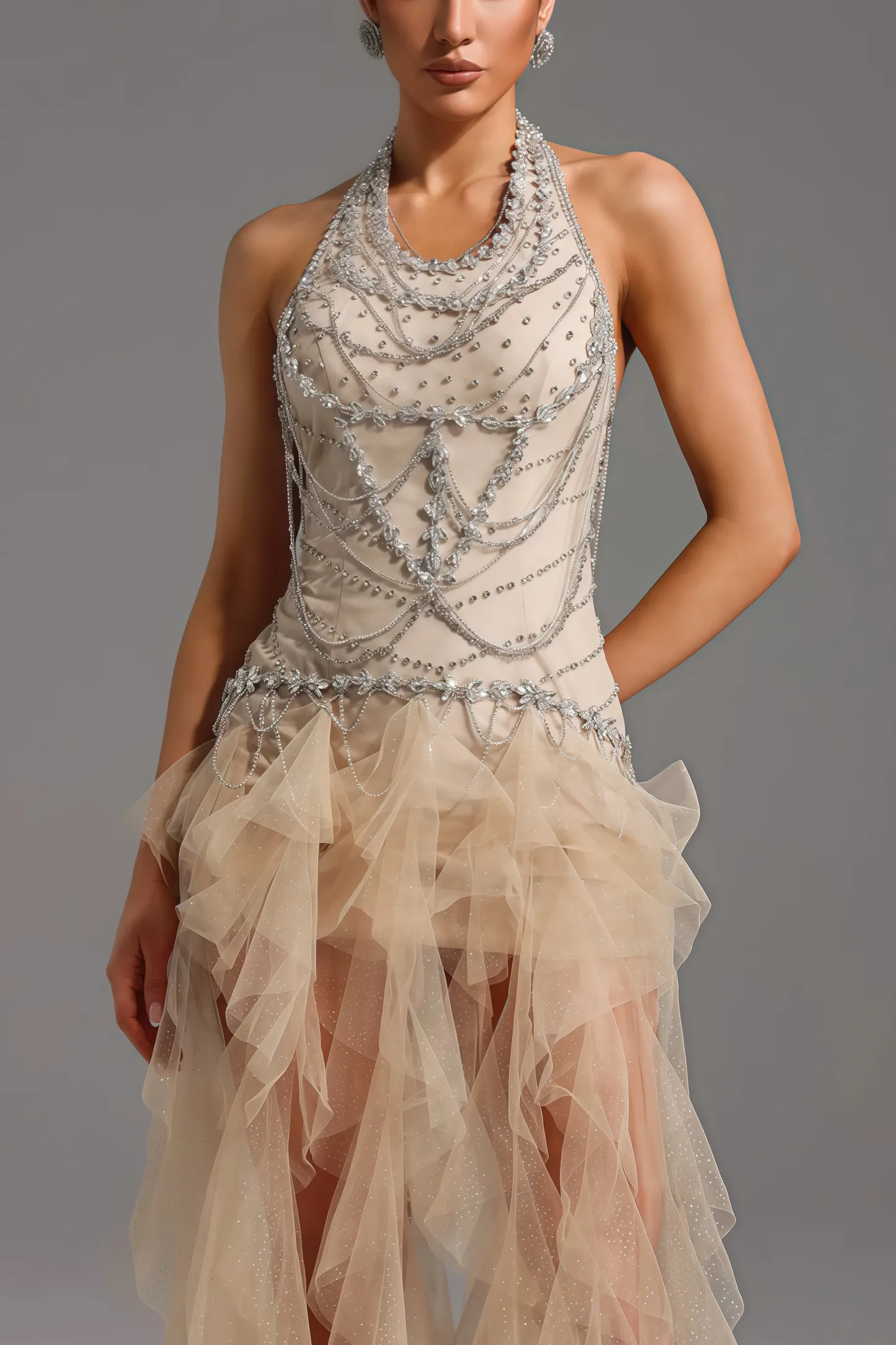 Daelad Sleeveless V-Neck Sequin Tassel Maxi Dress