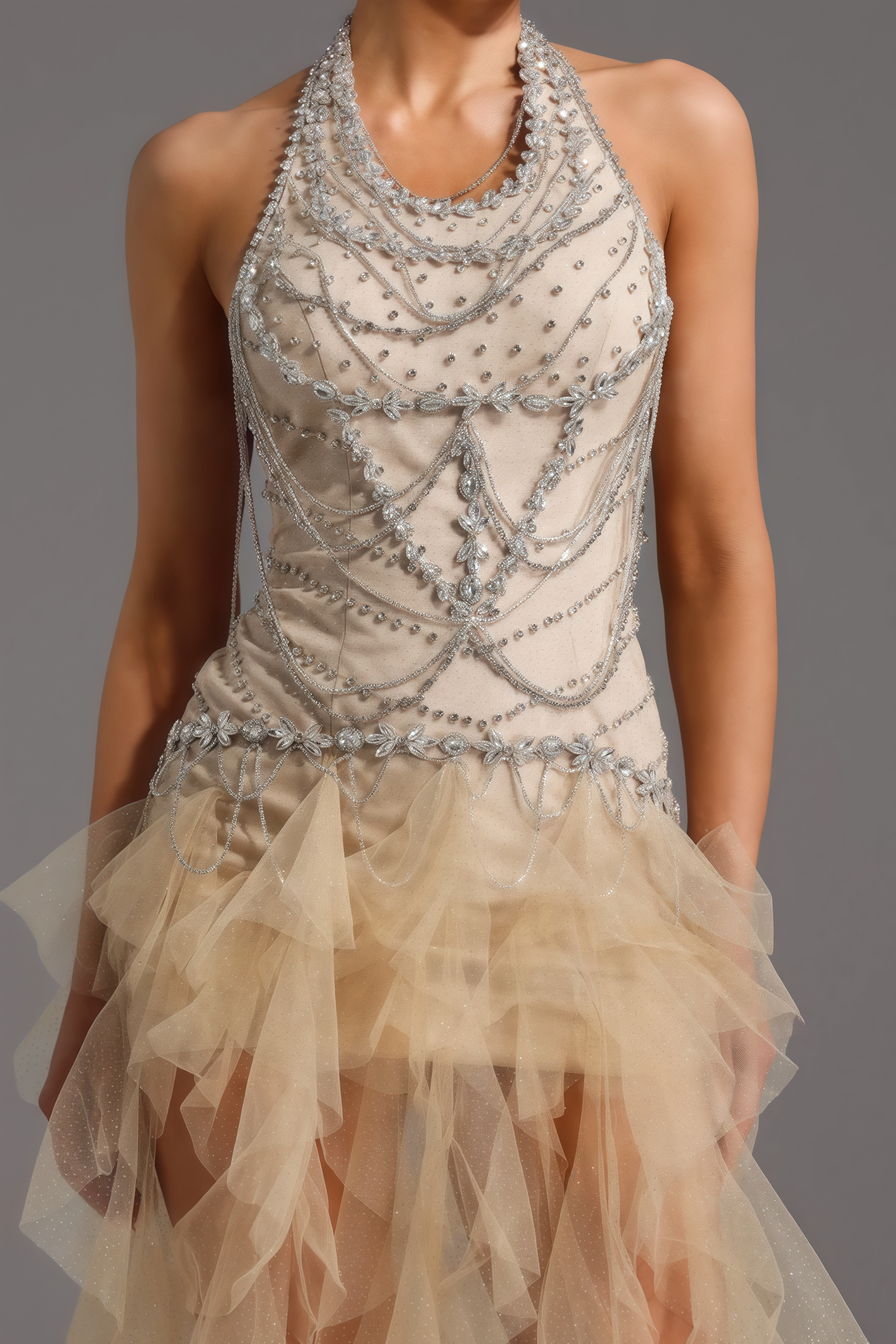 Daelad Sleeveless V-Neck Sequin Tassel Maxi Dress