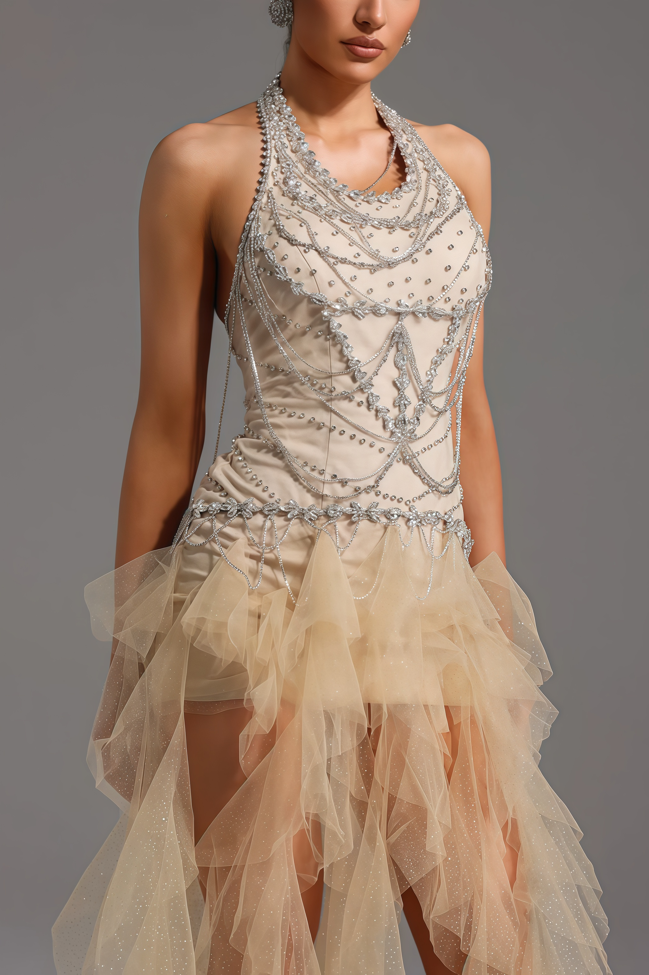 Daelad Sleeveless V-Neck Sequin Tassel Maxi Dress