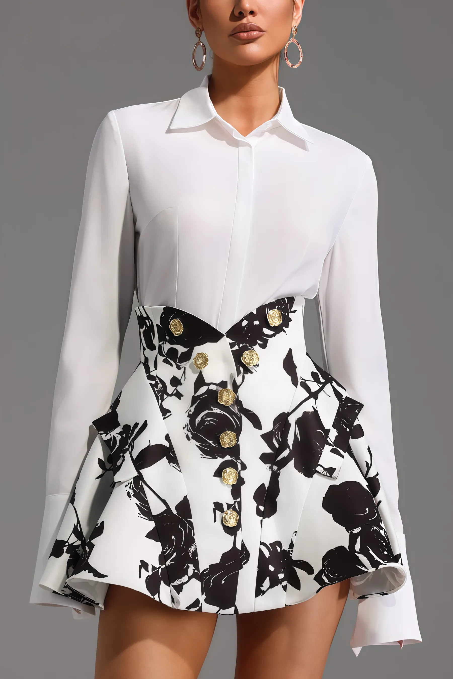 Zylah Long Sleeve Printing Mini Two-Piece Set