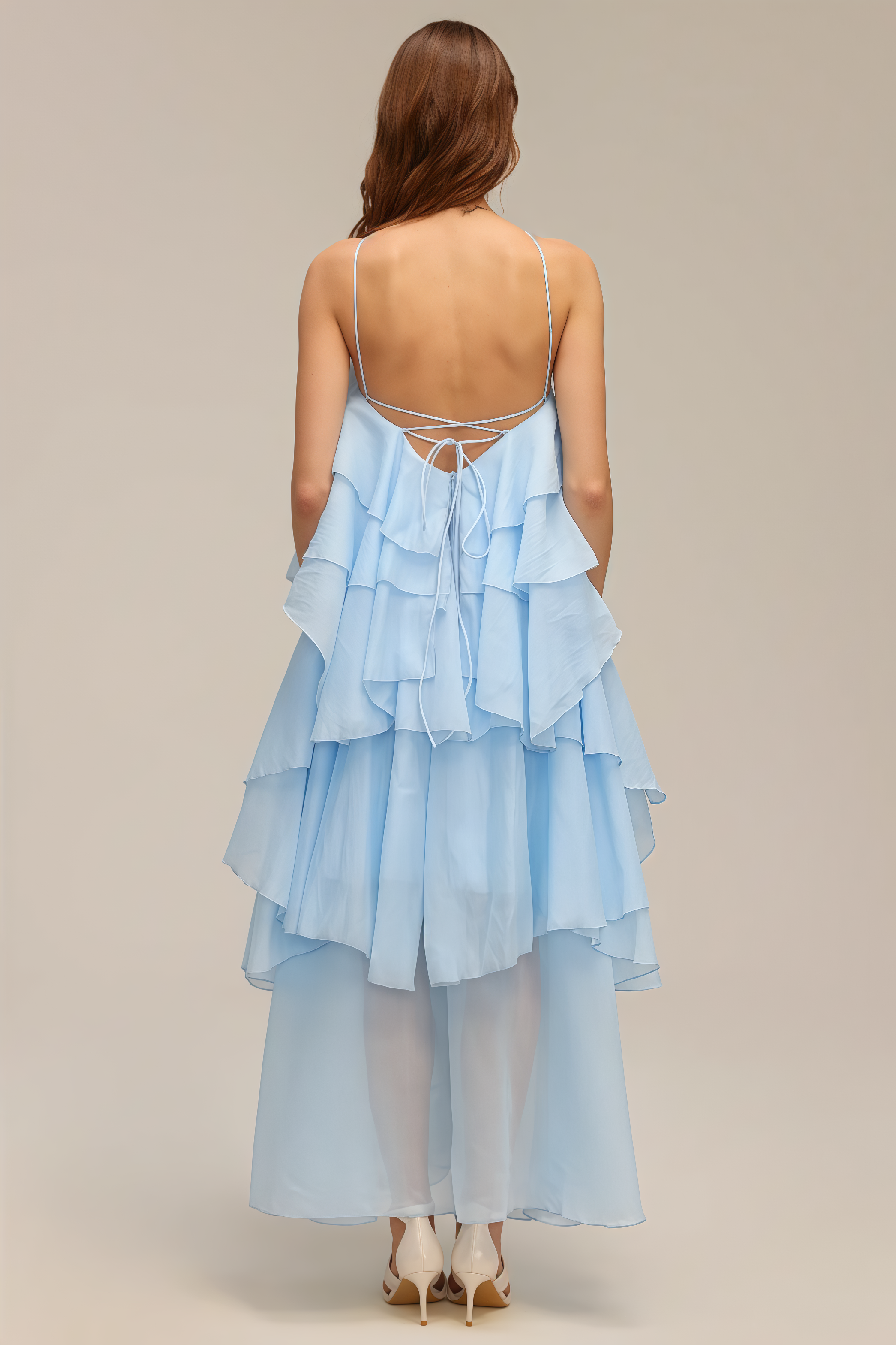 Kaelly Sleeveless Flower Folds Maxi Dress