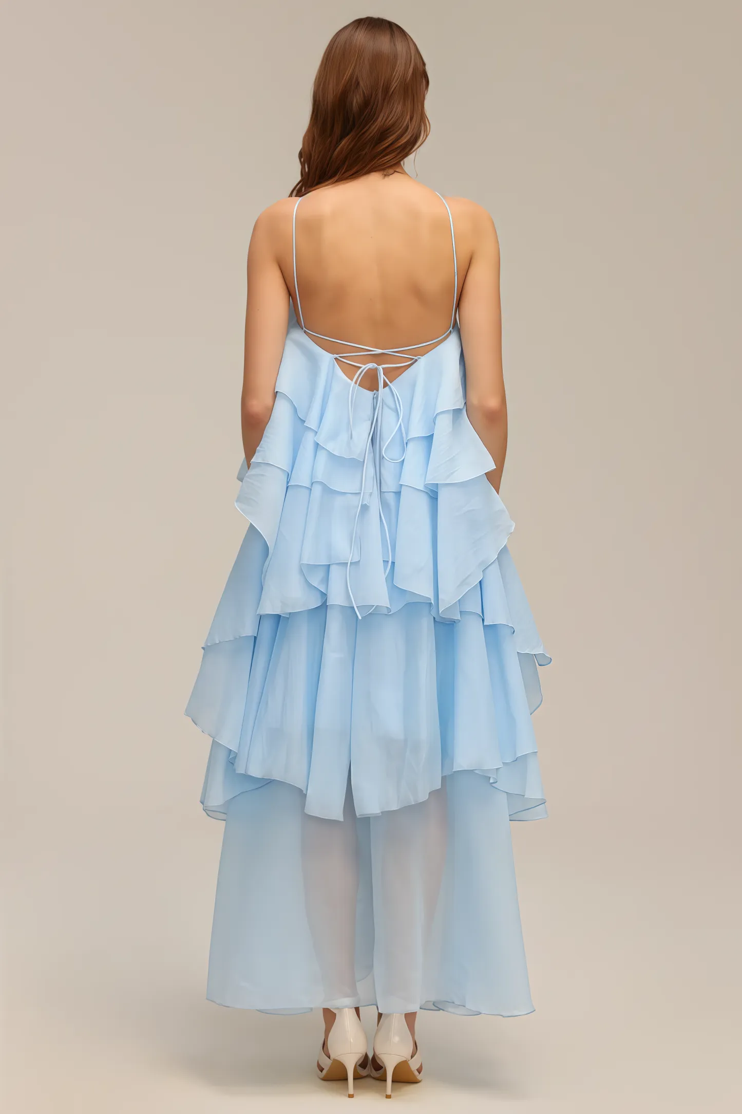 Kaelly Sleeveless Flower Folds Maxi Dress