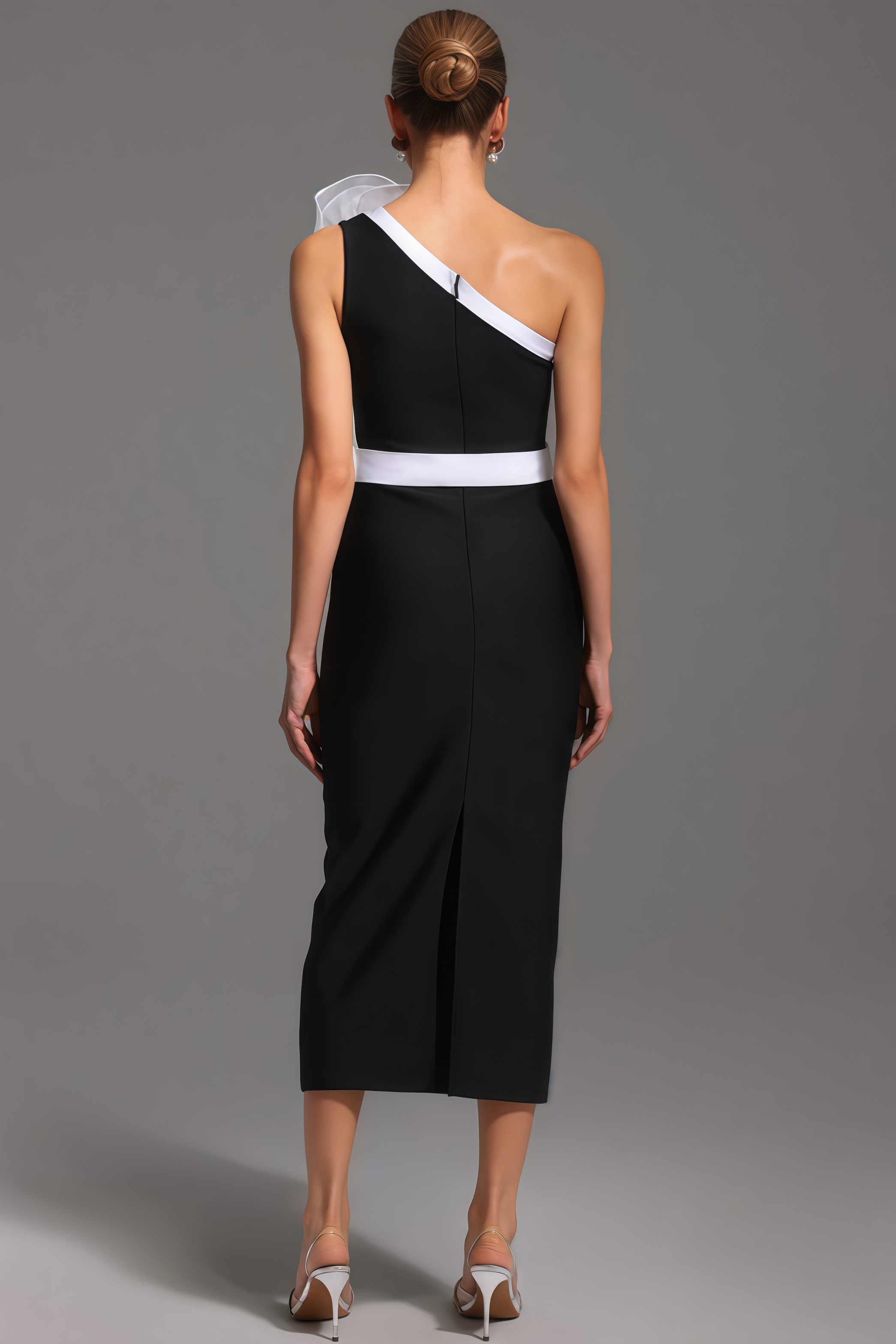 Siered One Shoulder Sleeveless Flowers Maxi Dress