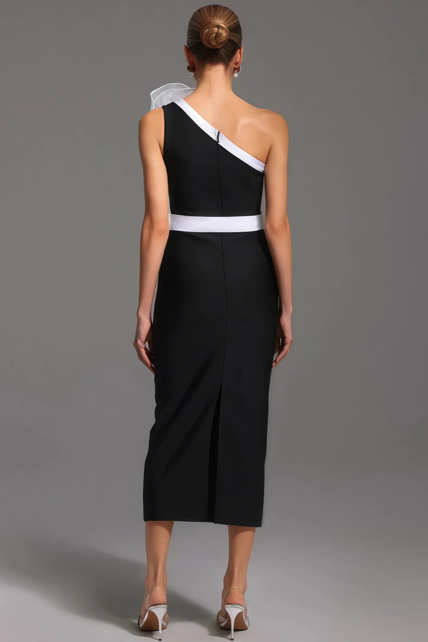 Siered One Shoulder Sleeveless Flowers Maxi Dress