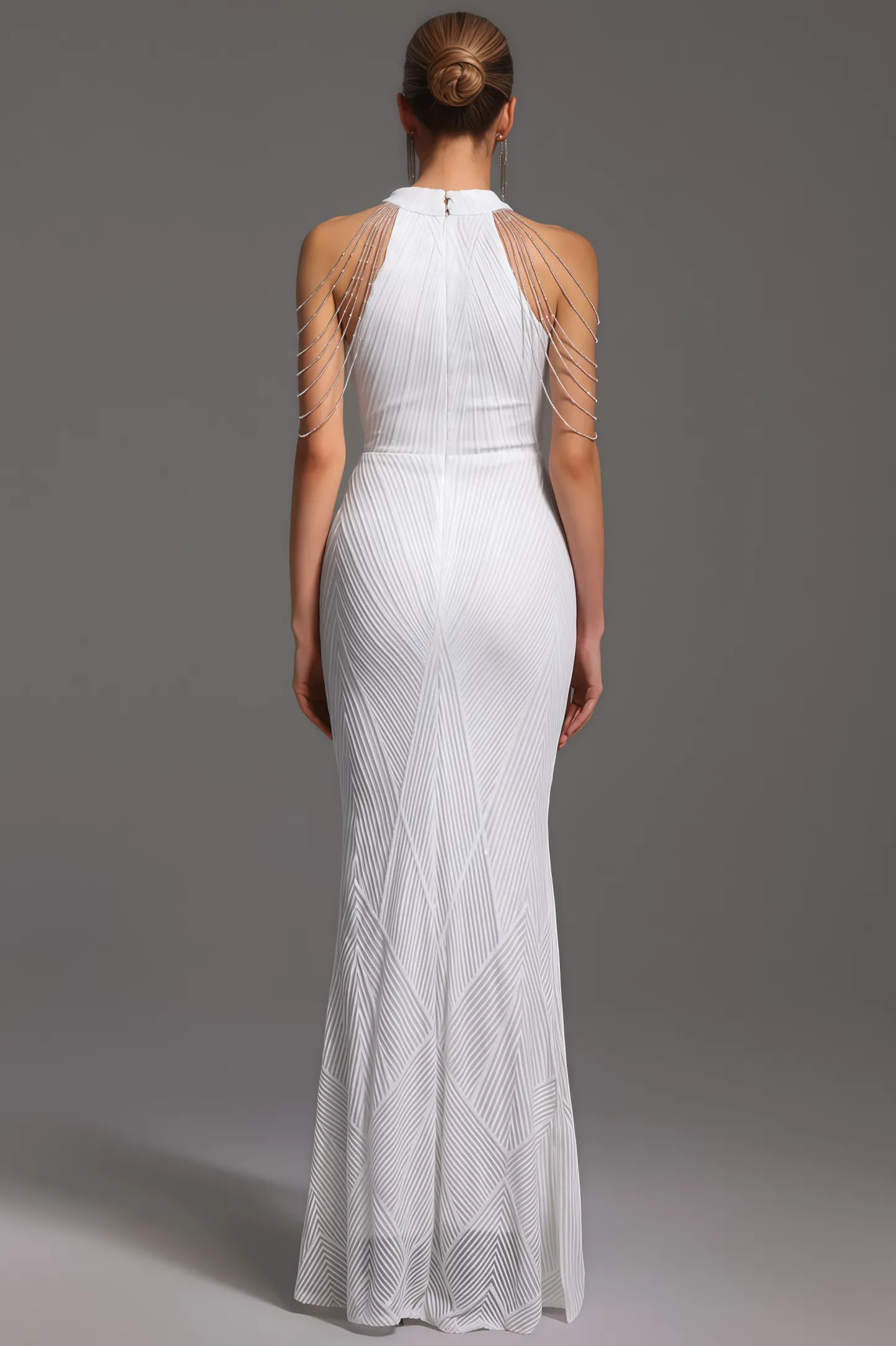 Solend Neckline Sequin Fishtail Maxi Dress