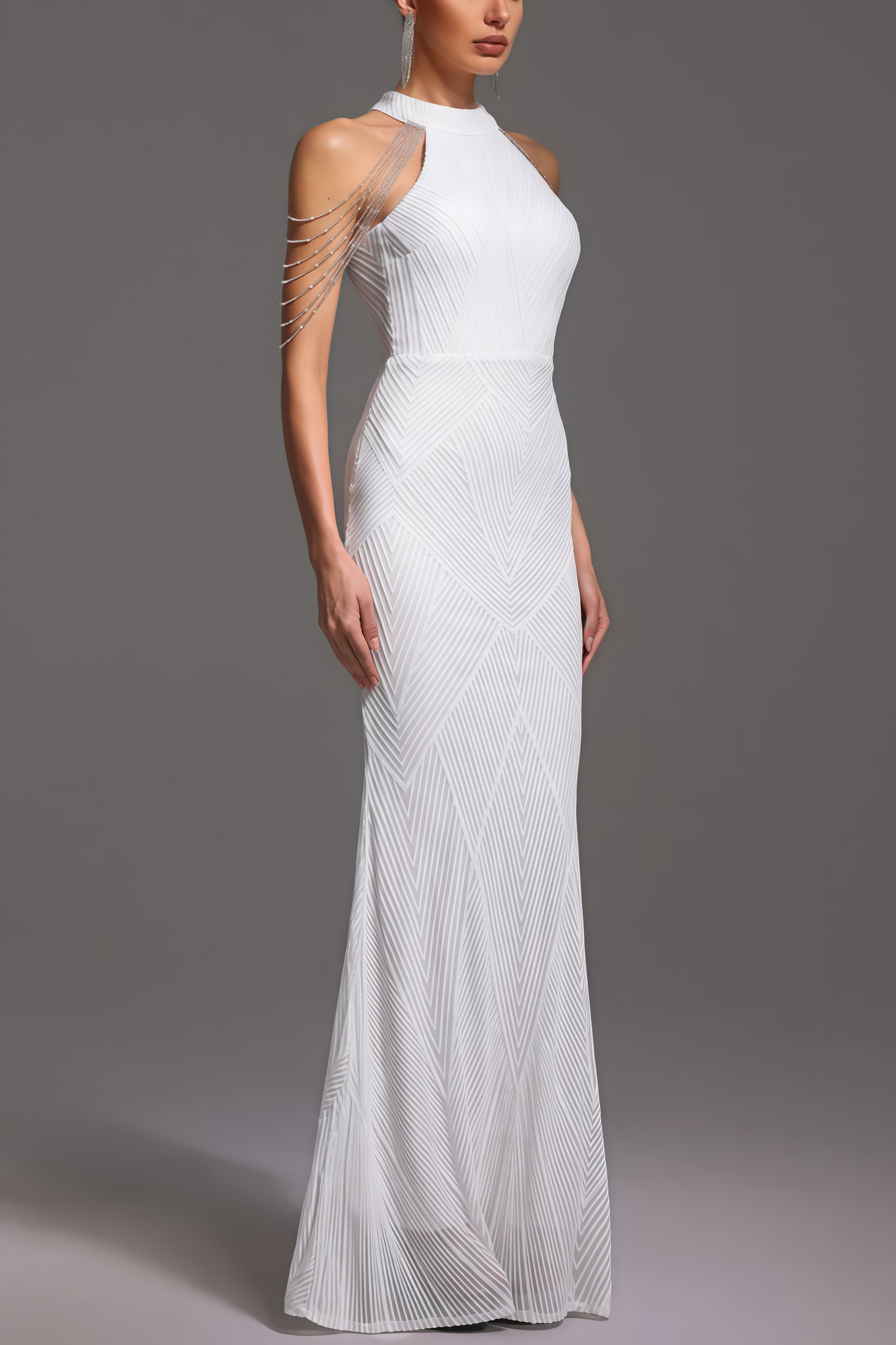 Solend Neckline Sequin Fishtail Maxi Dress