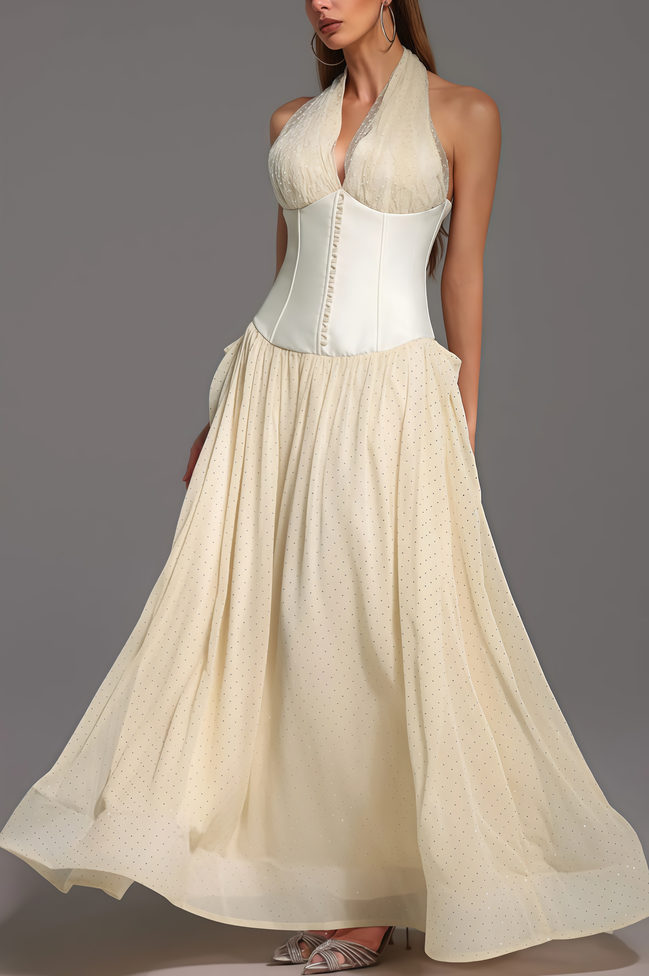 Elsone Halter Sleeveless V-Neck Maxi Dress