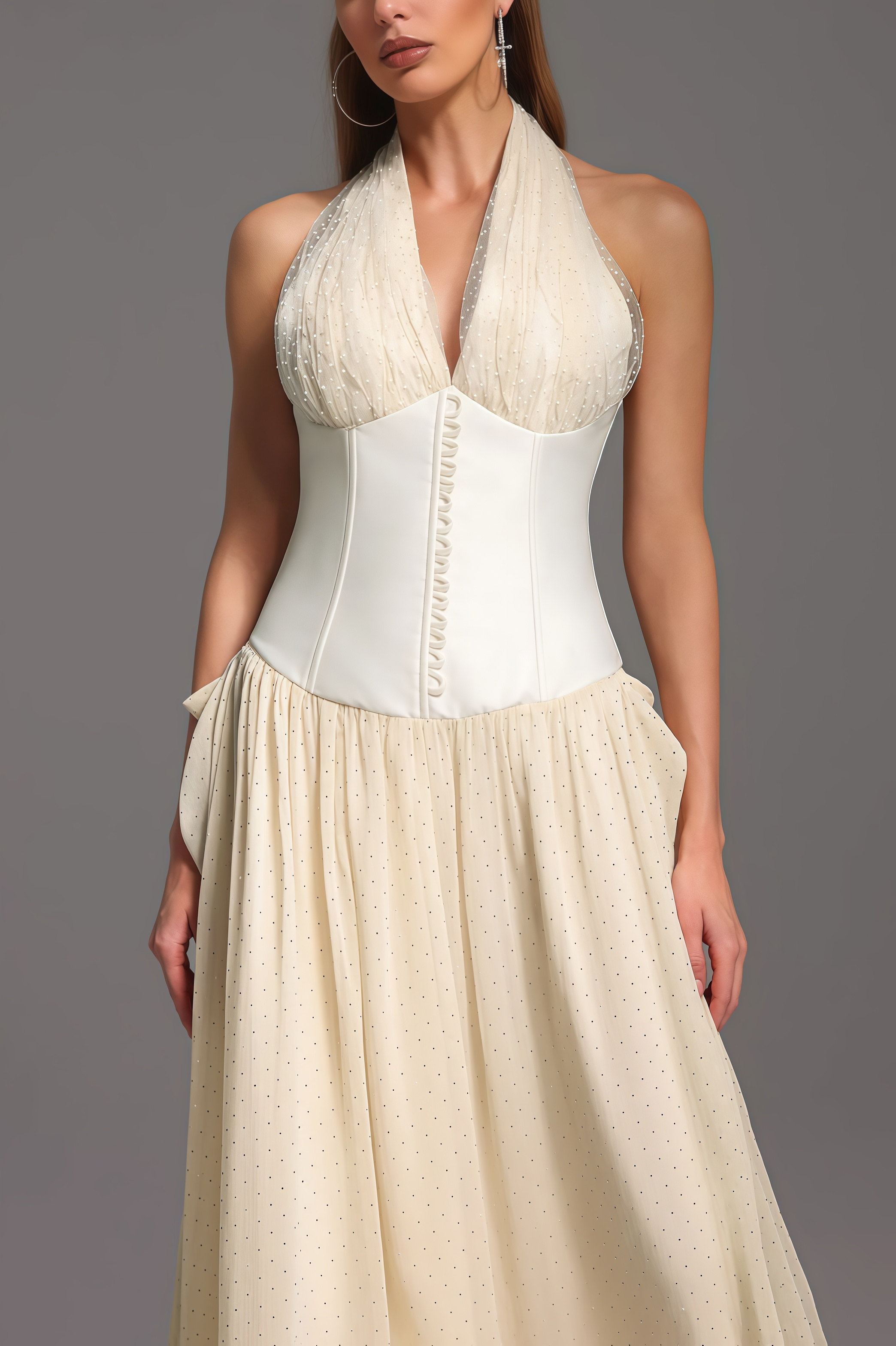 Elsone Halter Sleeveless V-Neck Maxi Dress