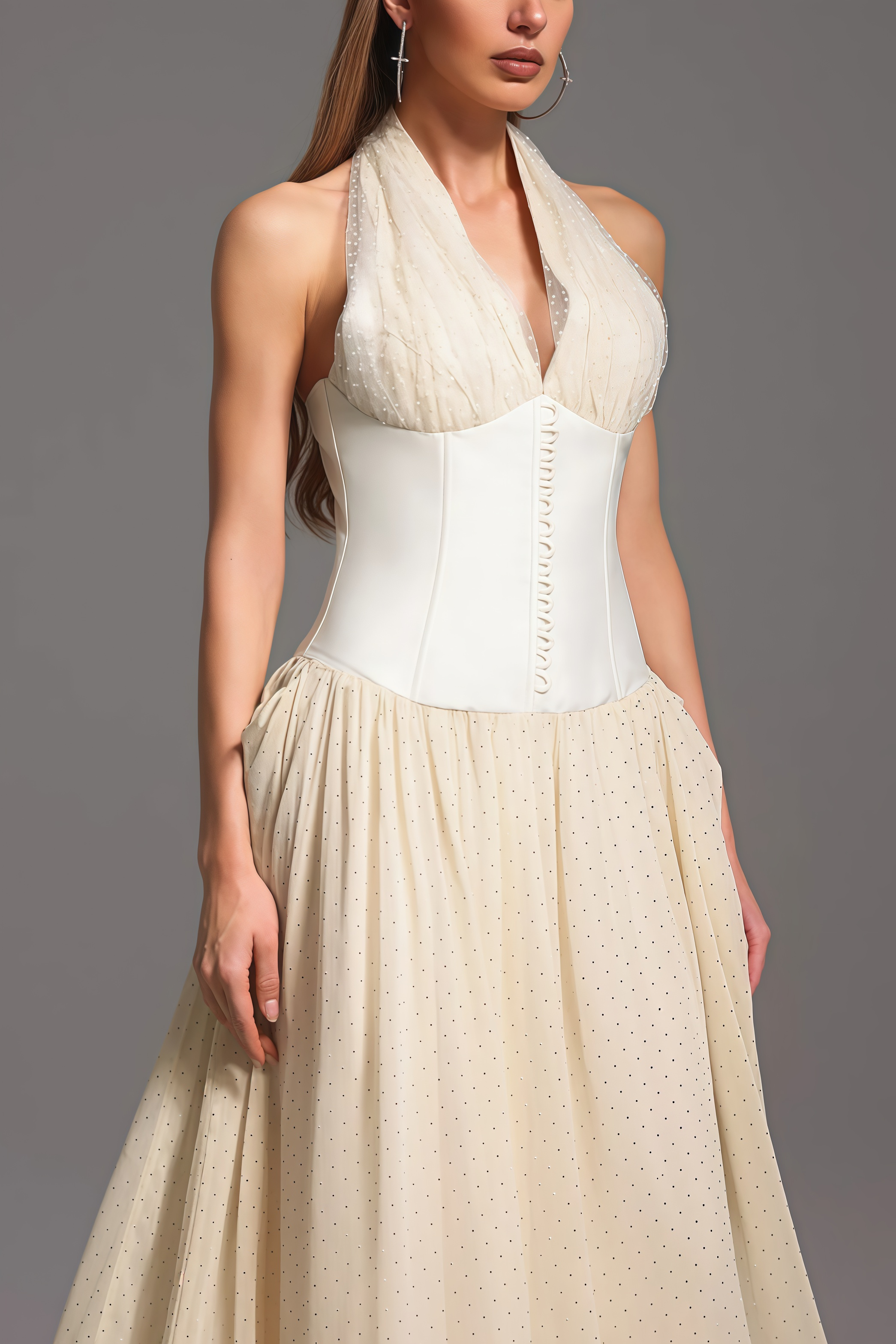 Elsone Halter Sleeveless V-Neck Maxi Dress