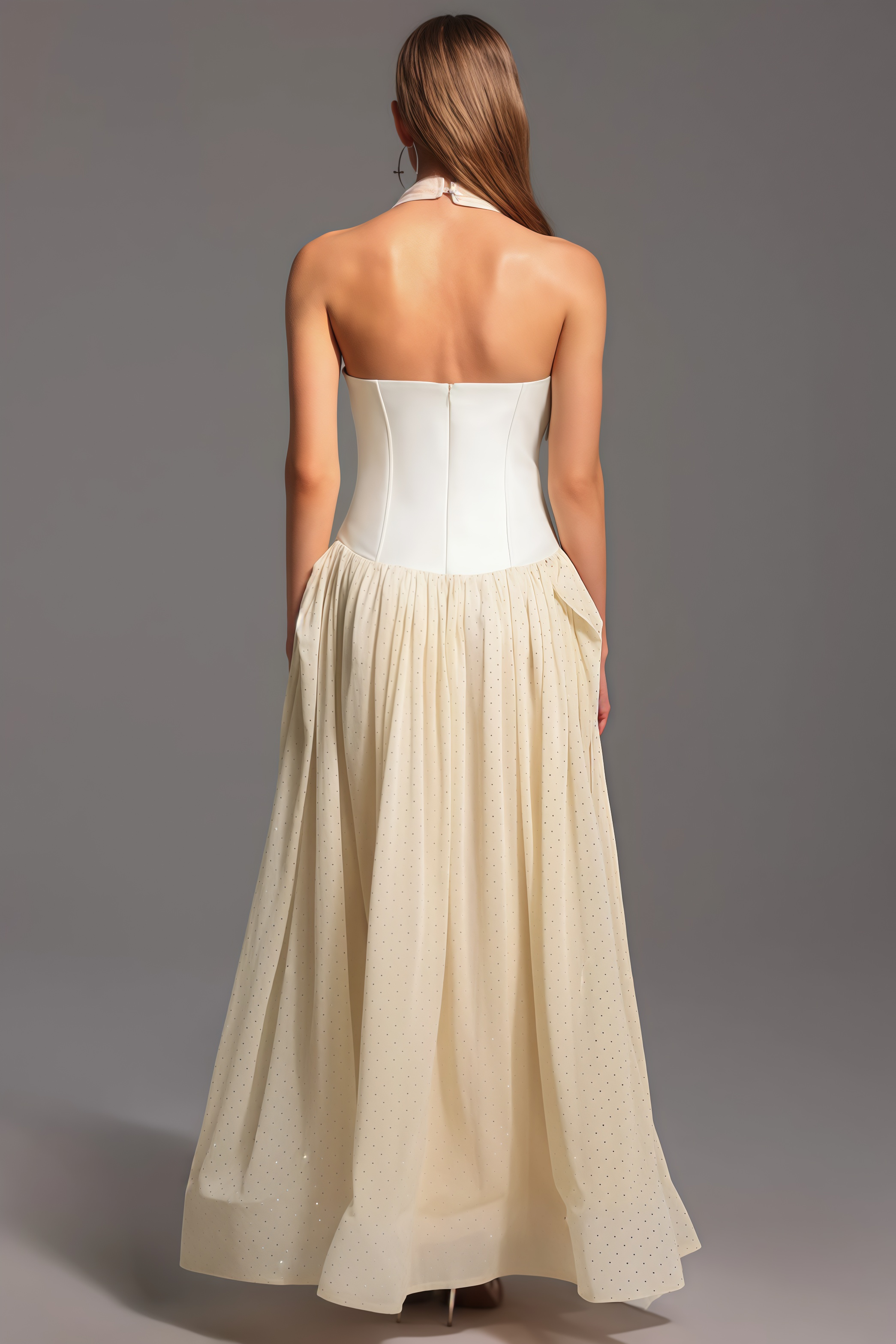 Elsone Halter Sleeveless V-Neck Maxi Dress