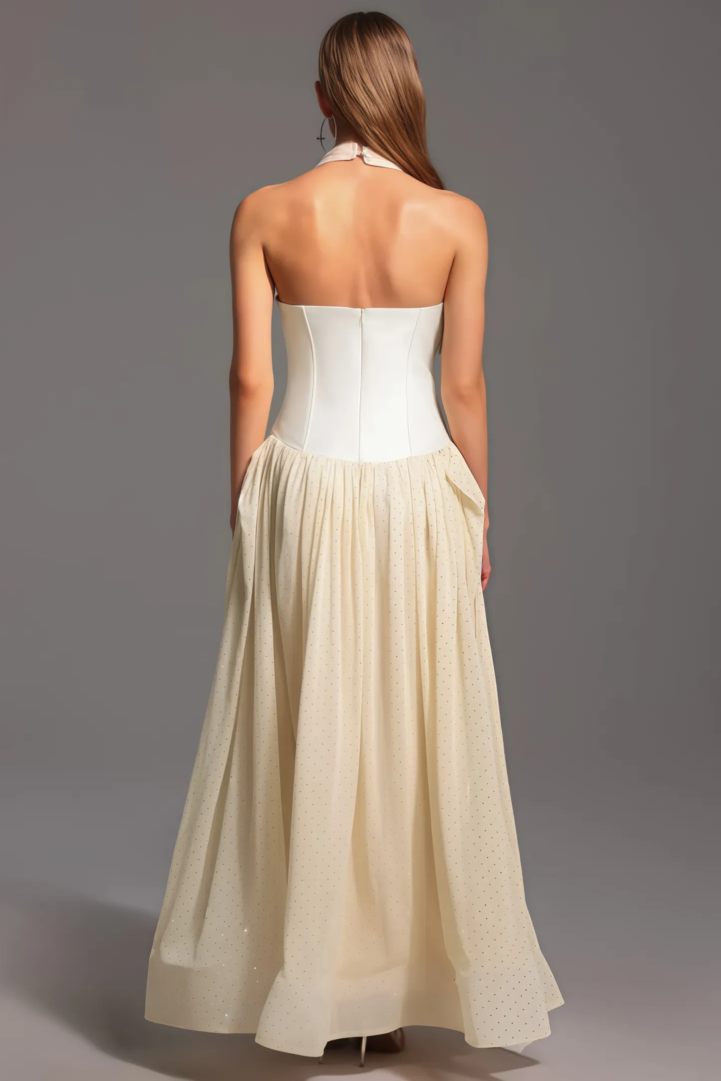 Elsone Halter Sleeveless V-Neck Maxi Dress