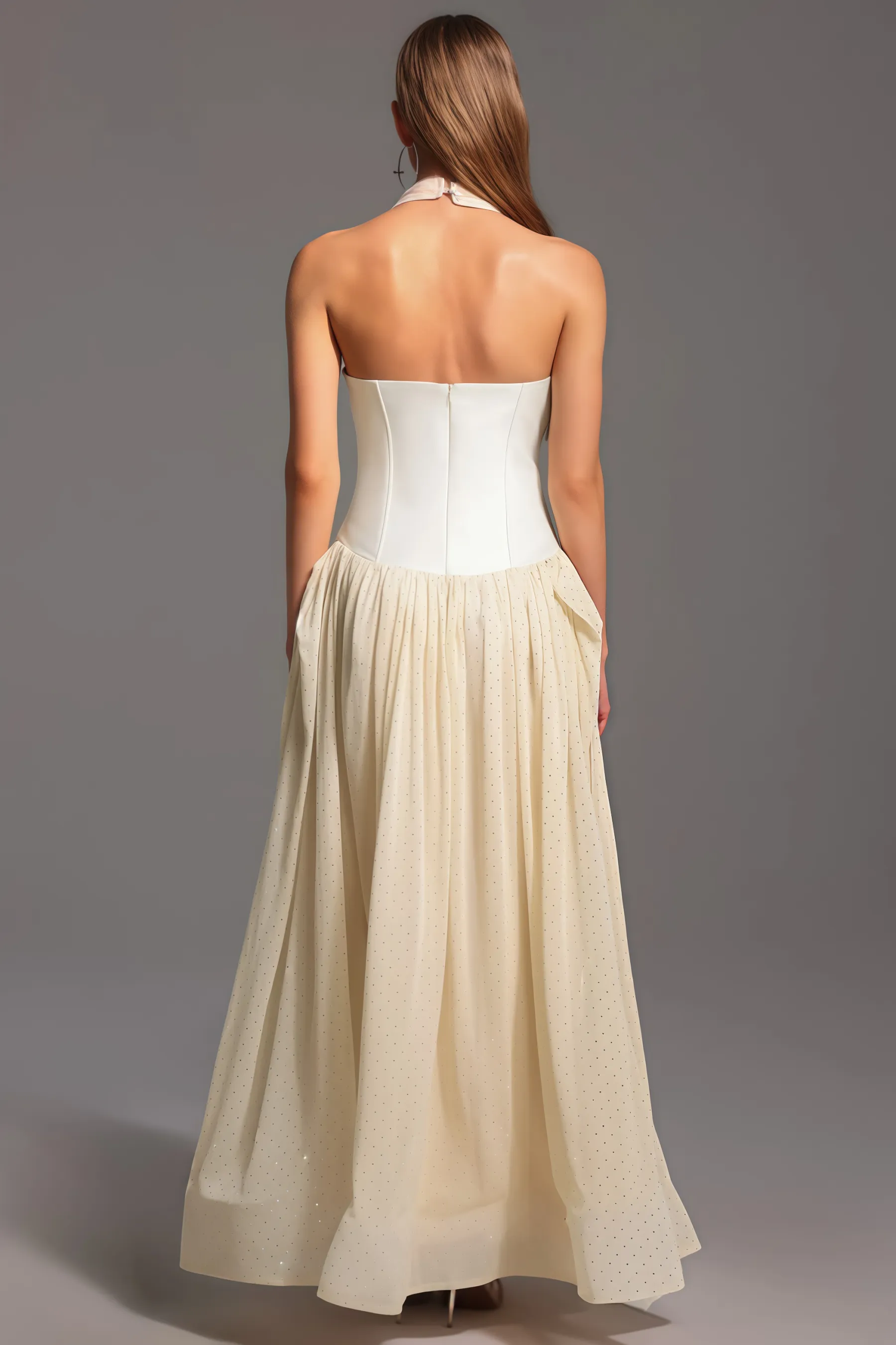 Elsone Halter Sleeveless V-Neck Maxi Dress