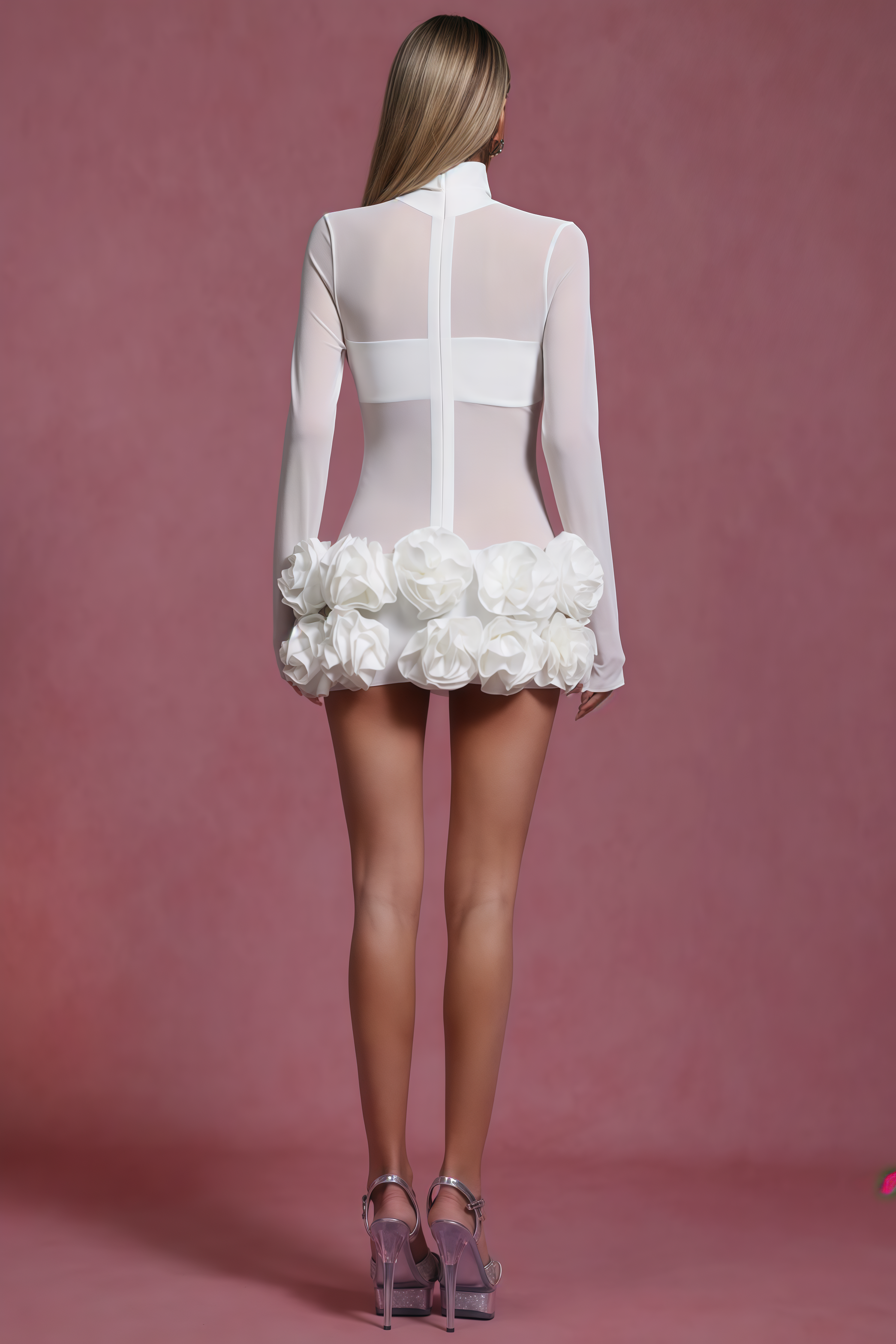 Willia Long Sleeve Flowers Mini Dress