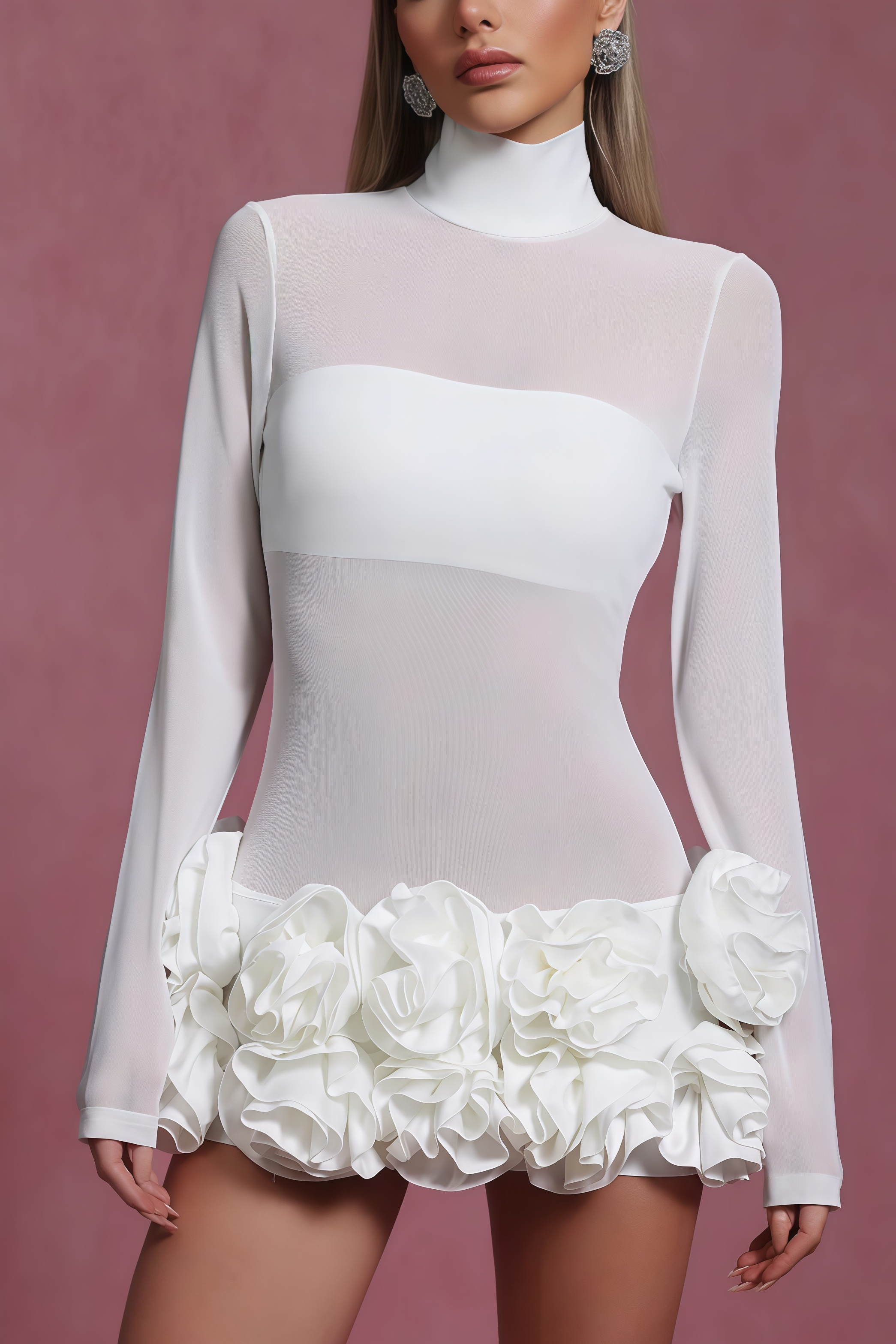 Willia Long Sleeve Flowers Mini Dress