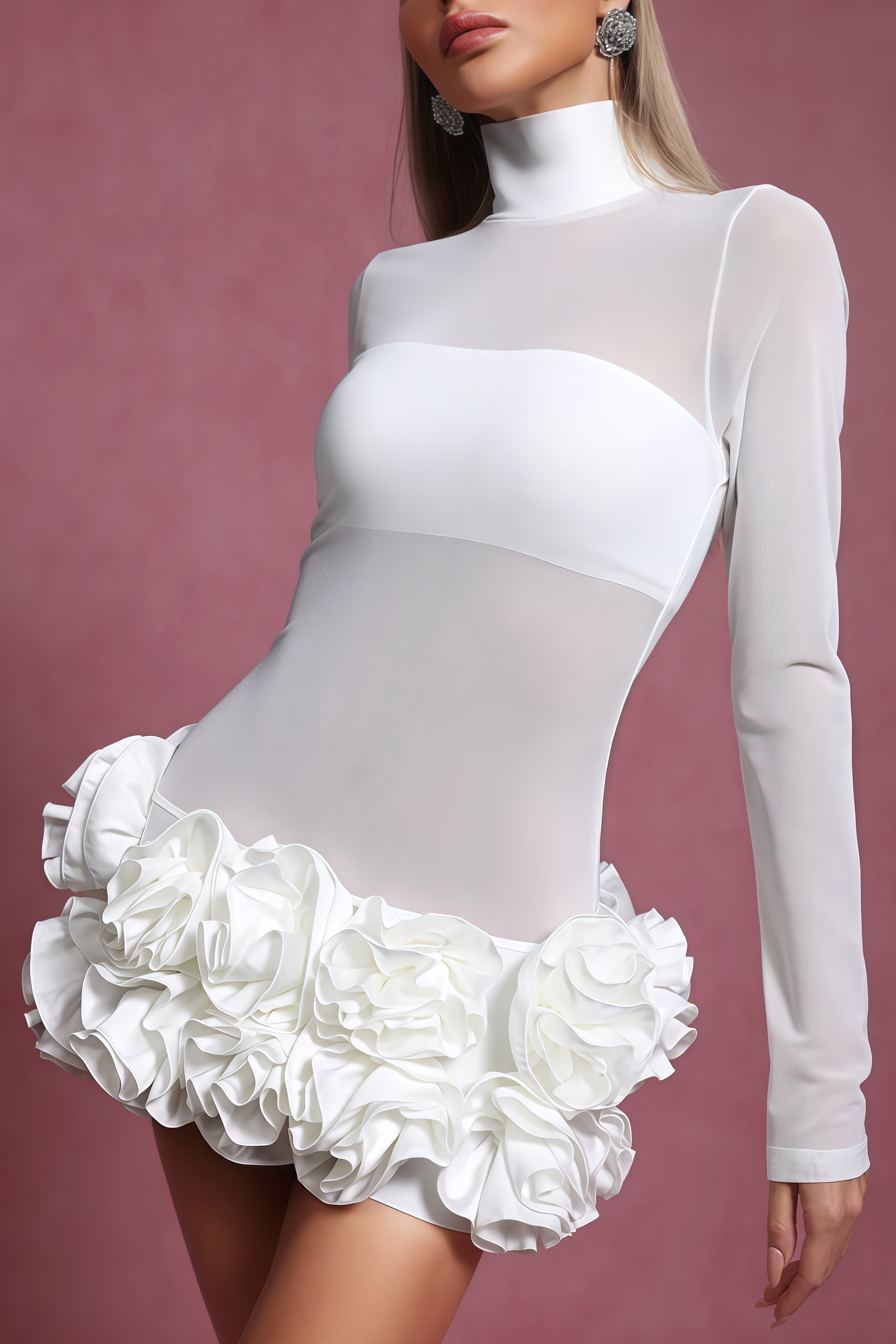 Willia Long Sleeve Flowers Mini Dress