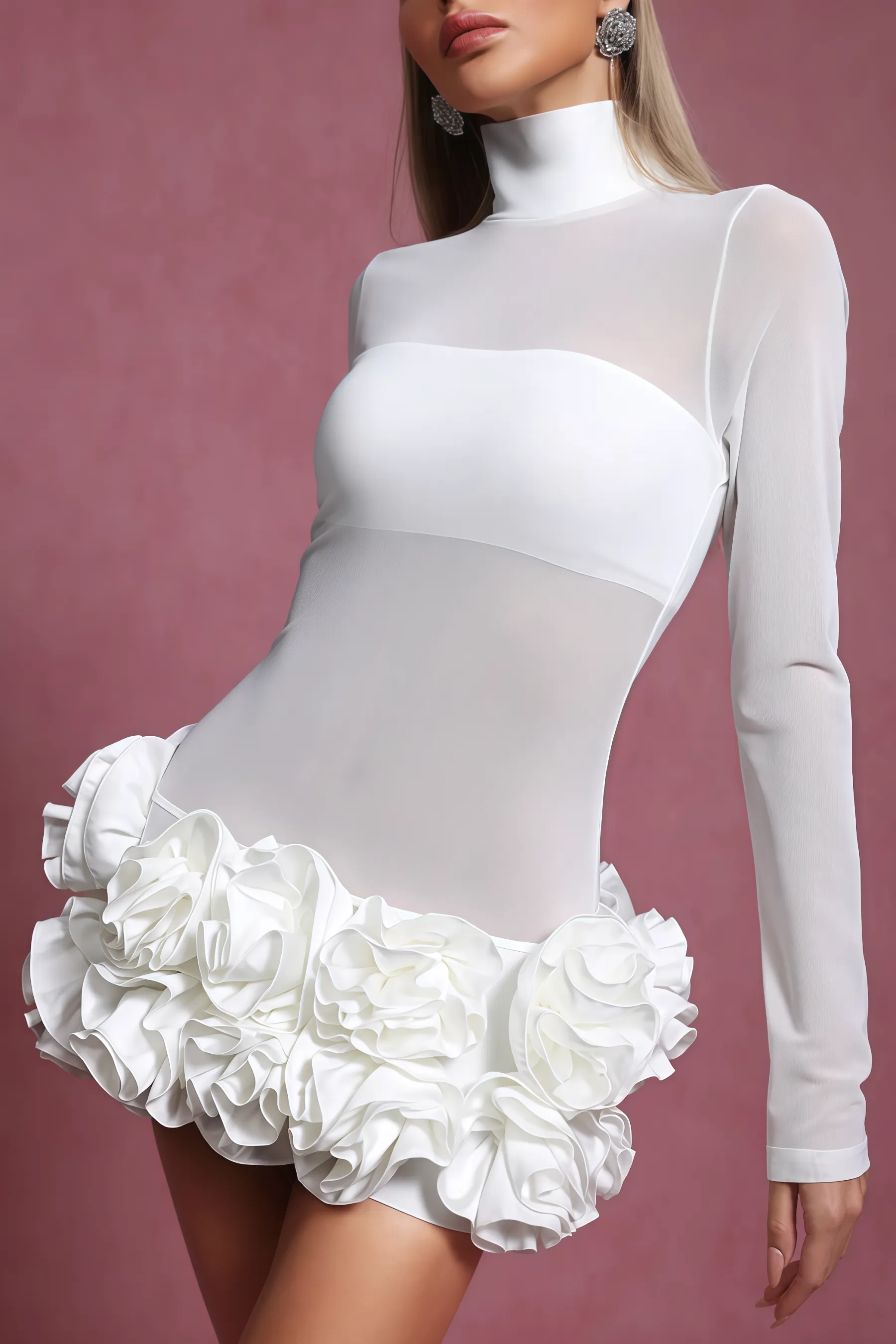 Willia Long Sleeve Flowers Mini Dress