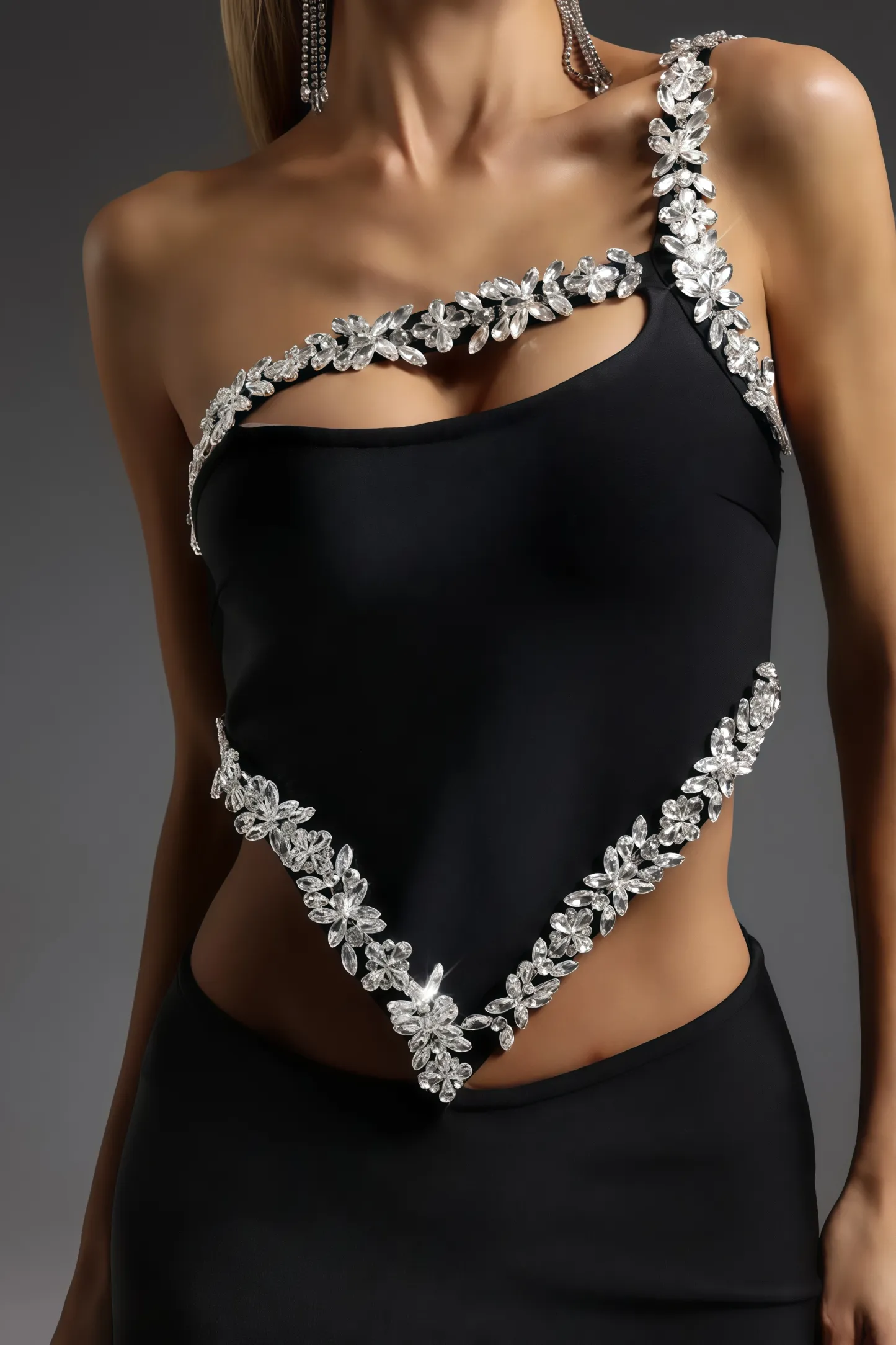 Wade Black Diamante Mini Dress