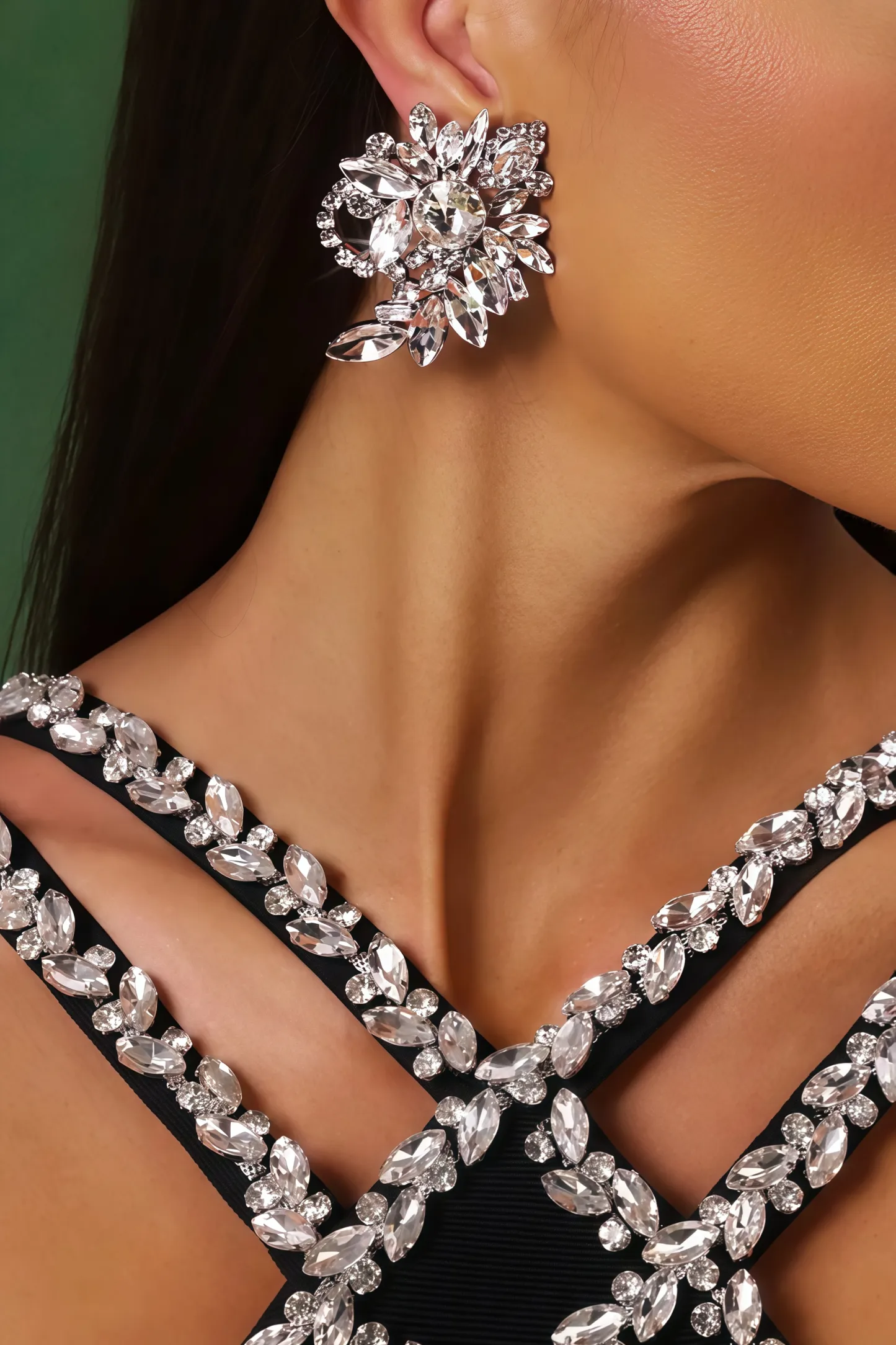Graclk Diamond Flowers Earrings