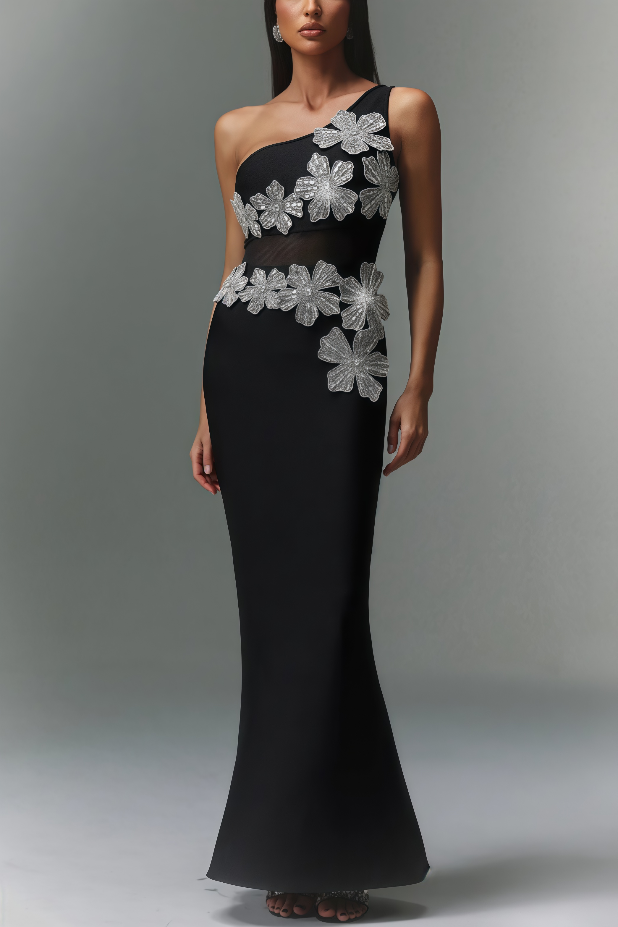 Revits Diamond Flowers Bandage Maxi Dress