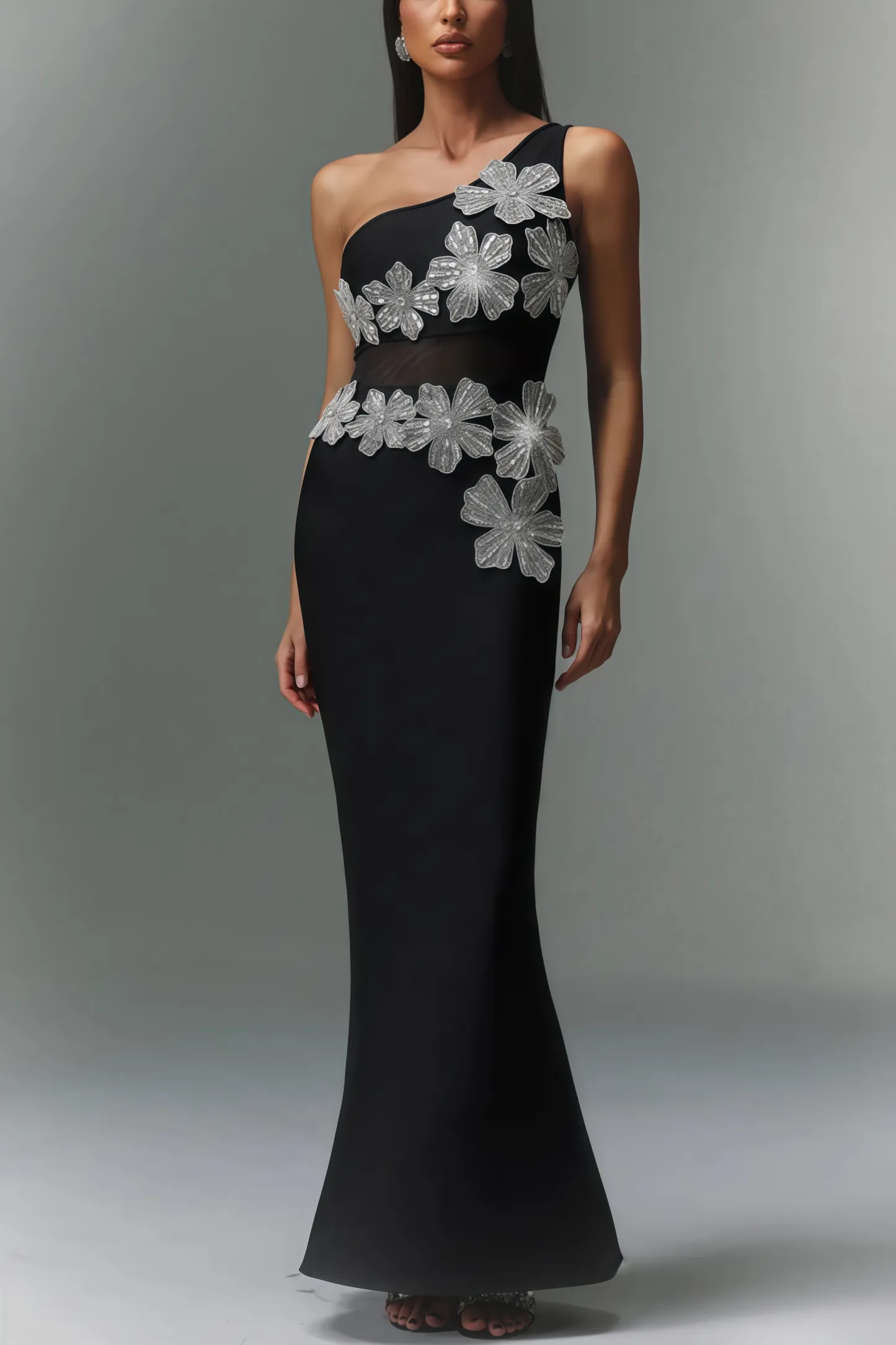 Revits Diamond Flowers Bandage Maxi Dress