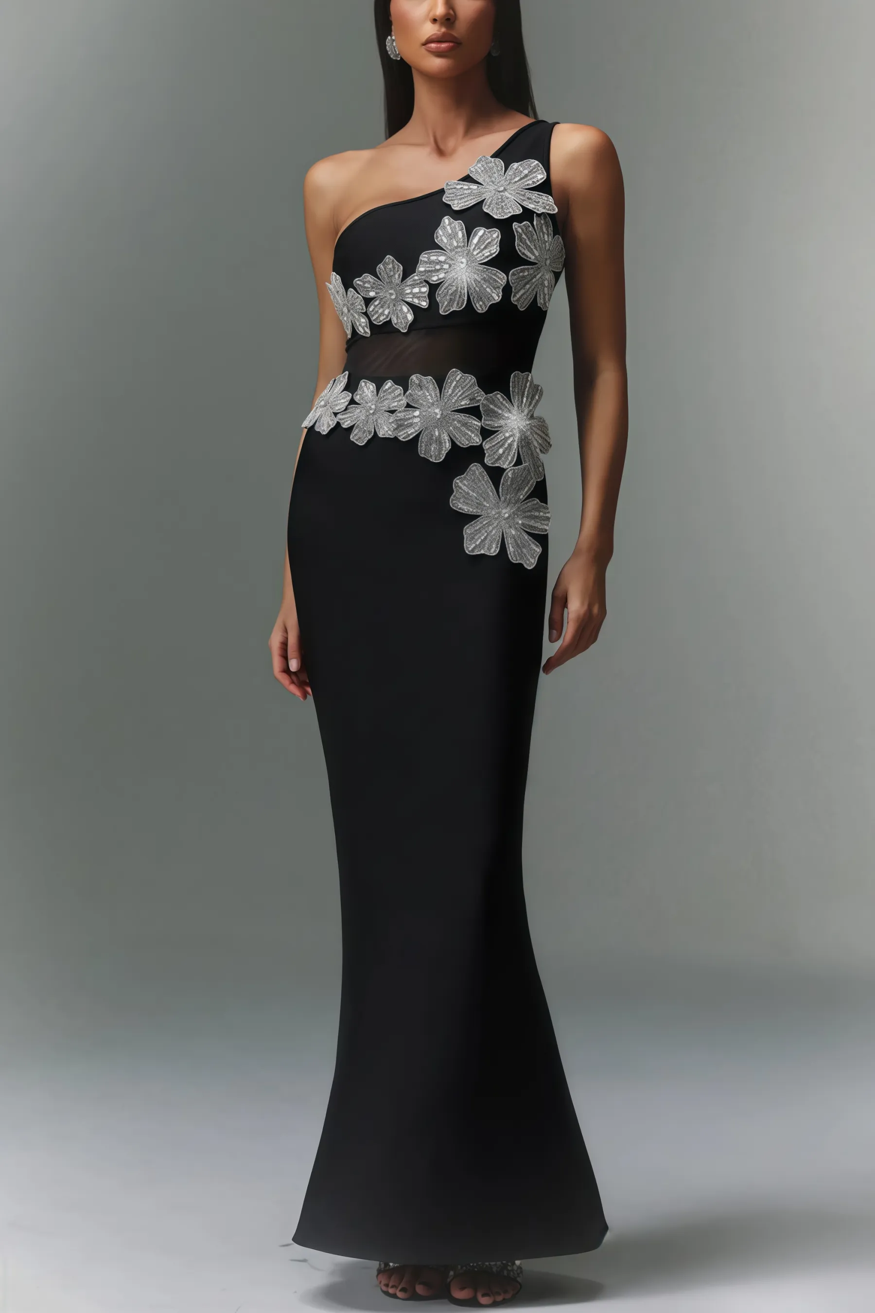 Revits Diamond Flowers Bandage Maxi Dress