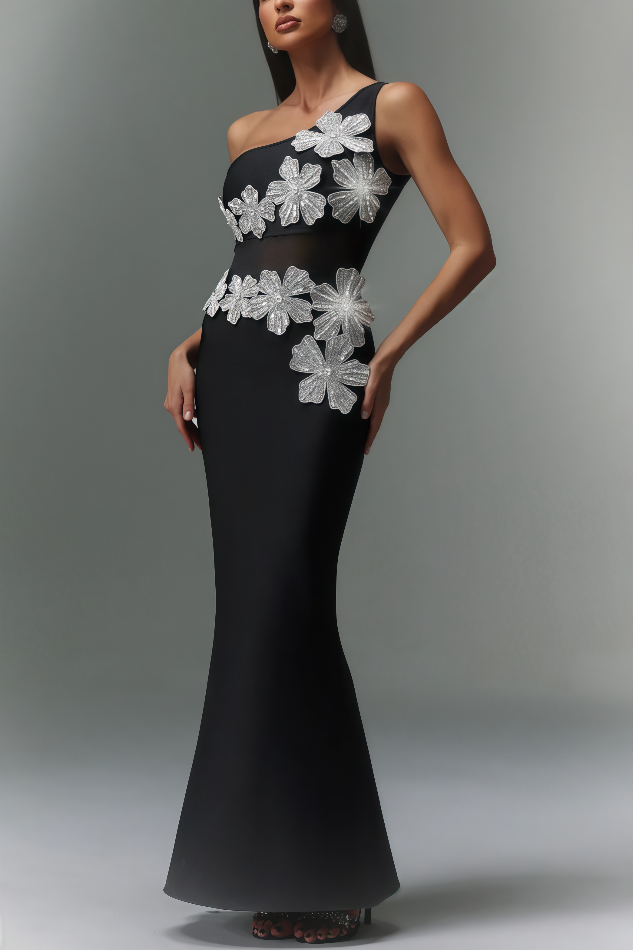 Revits Diamond Flowers Bandage Maxi Dress