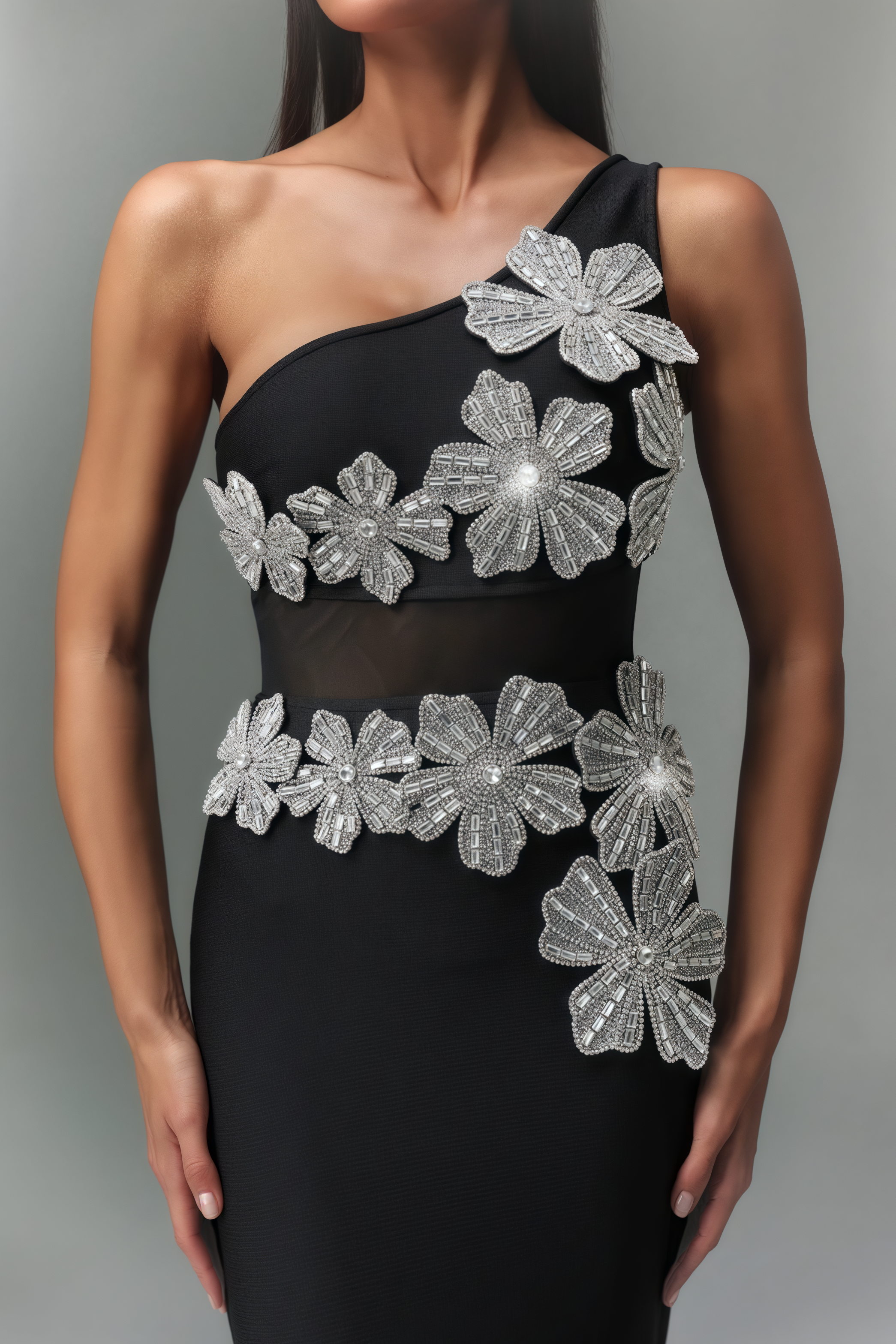 Revits Diamond Flowers Bandage Maxi Dress