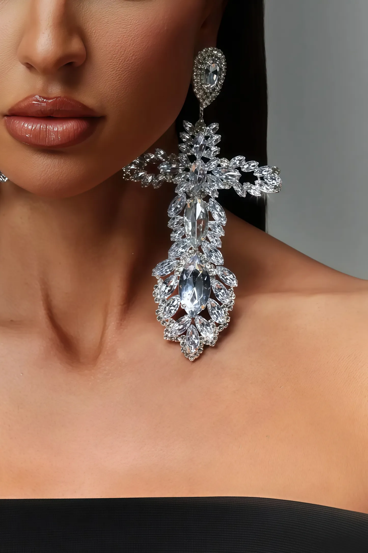 Janir Diamond Cross Maxi Earrings