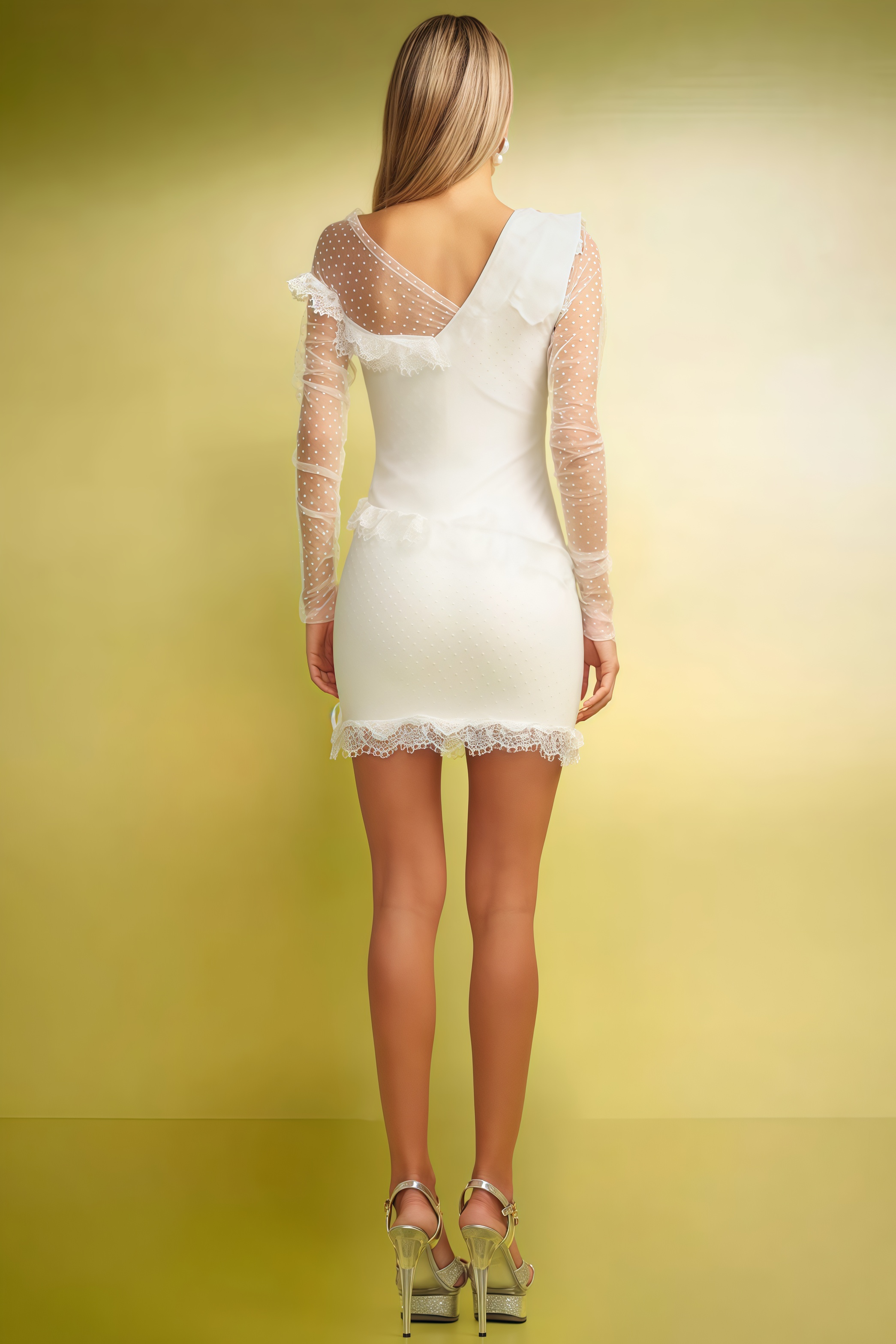 Bront Long Sleeves Lace Bandage Mini Dress