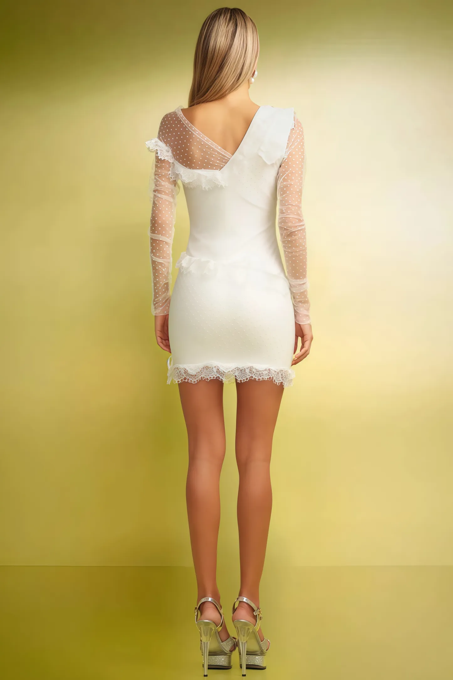 Bront Long Sleeves Lace Bandage Mini Dress