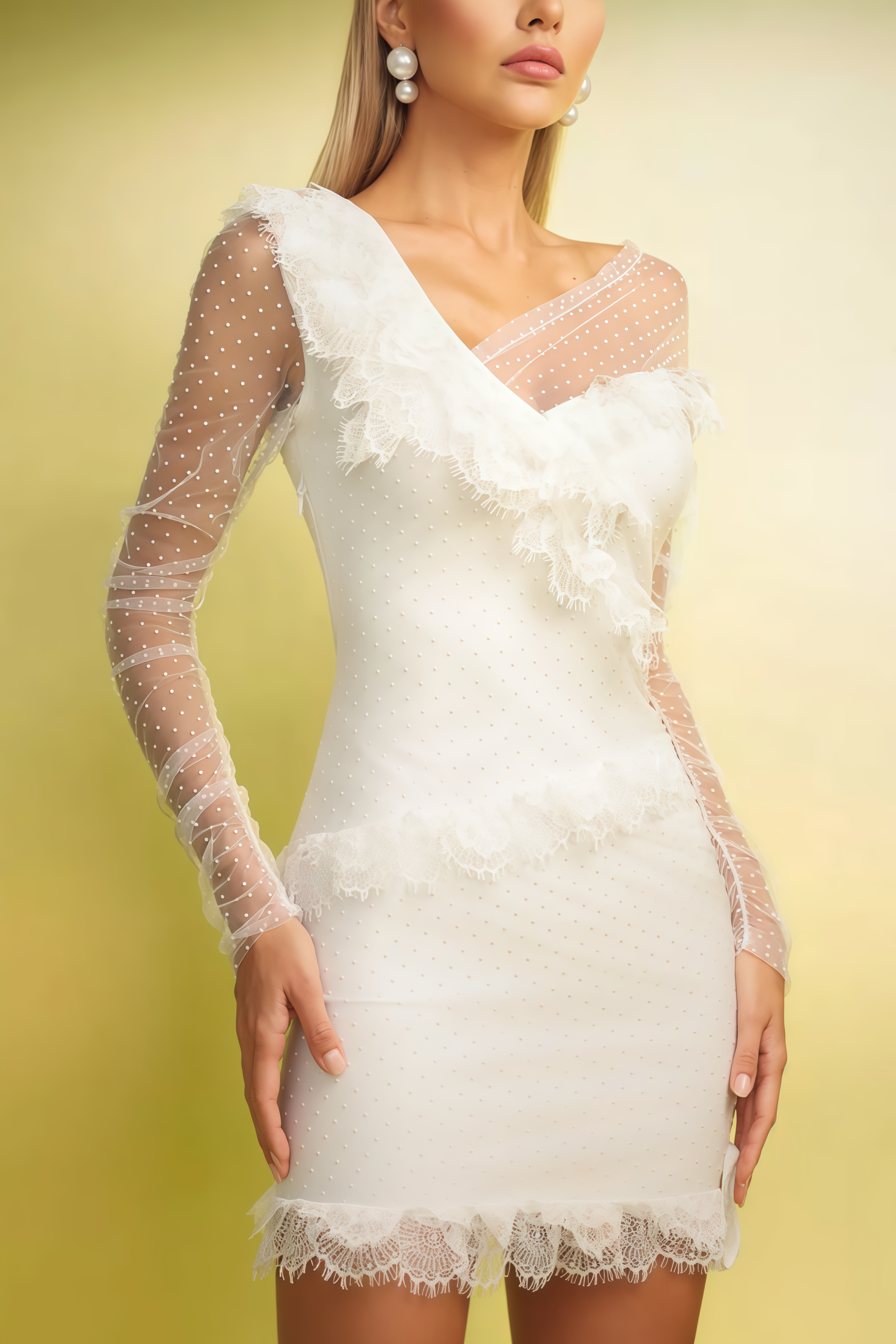 Bront Long Sleeves Lace Bandage Mini Dress