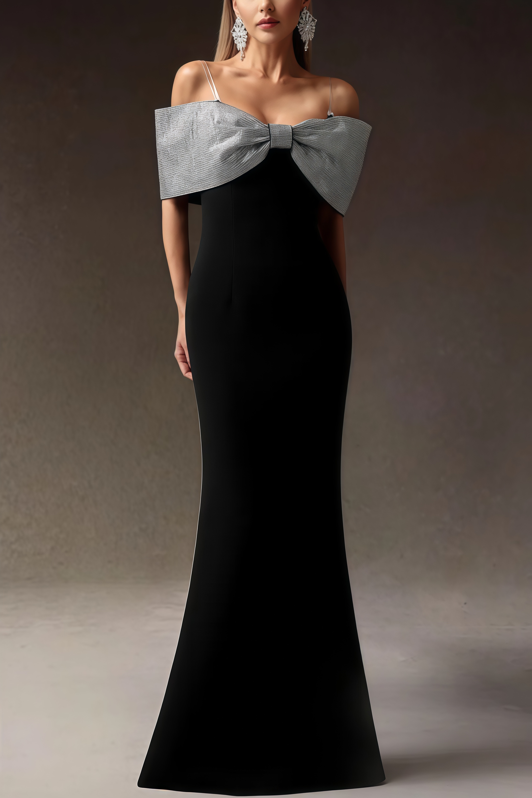 Rydad Bow Diamond Slim Maxi Dress