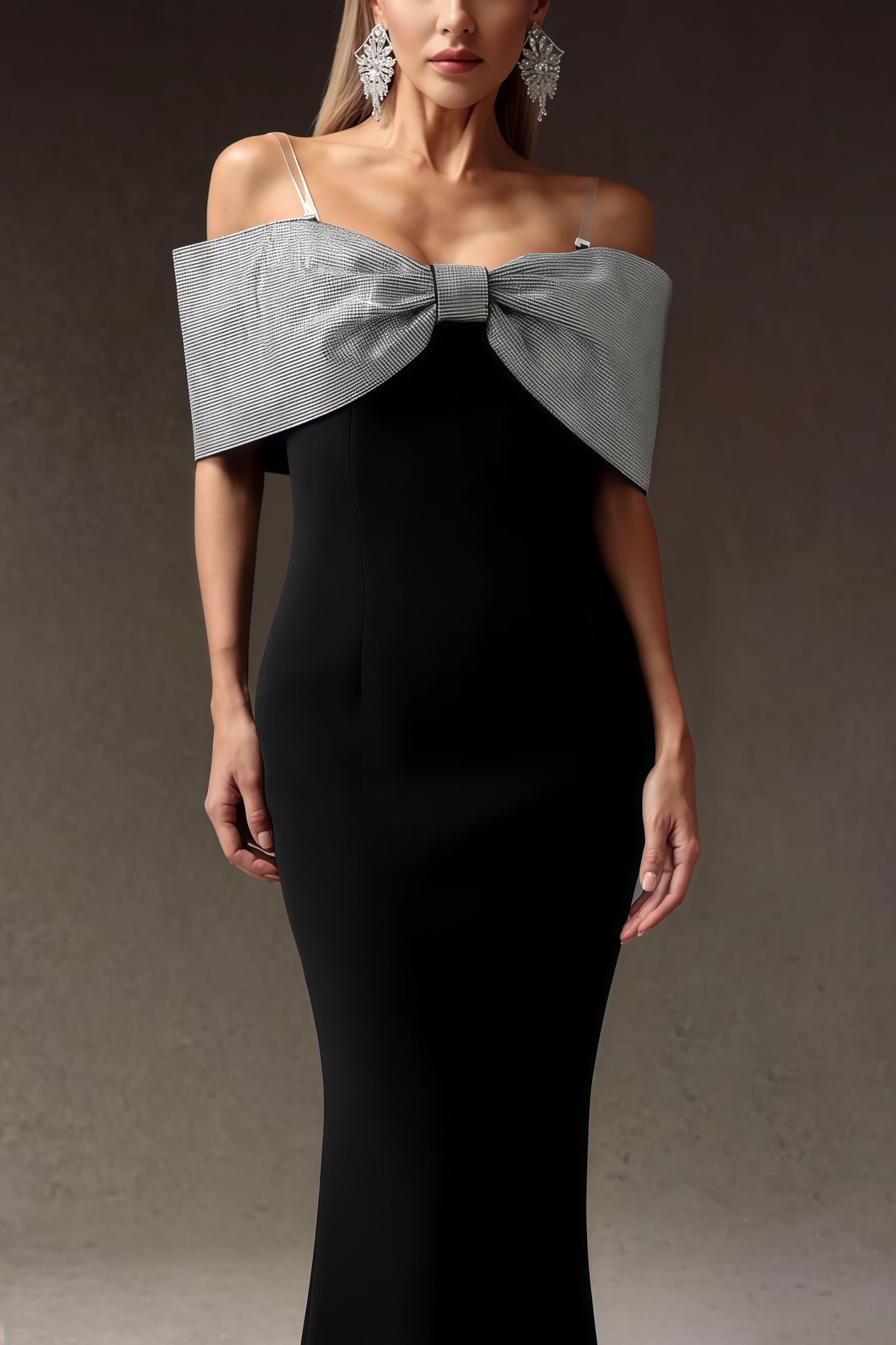 Rydad Bow Diamond Slim Maxi Dress